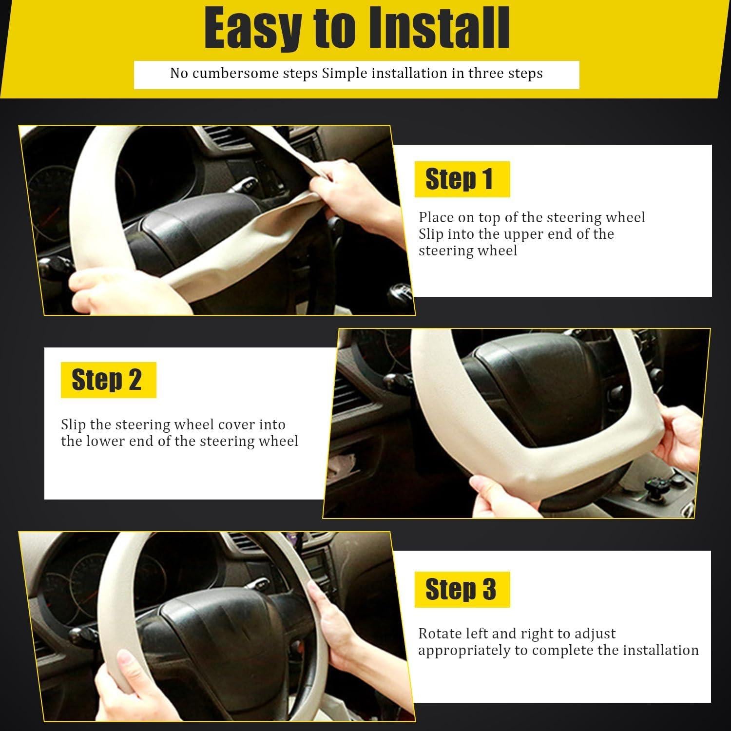 Cubierta de Volante JDDRY Beige Universal Antideslizante 36.83-38.1 cm