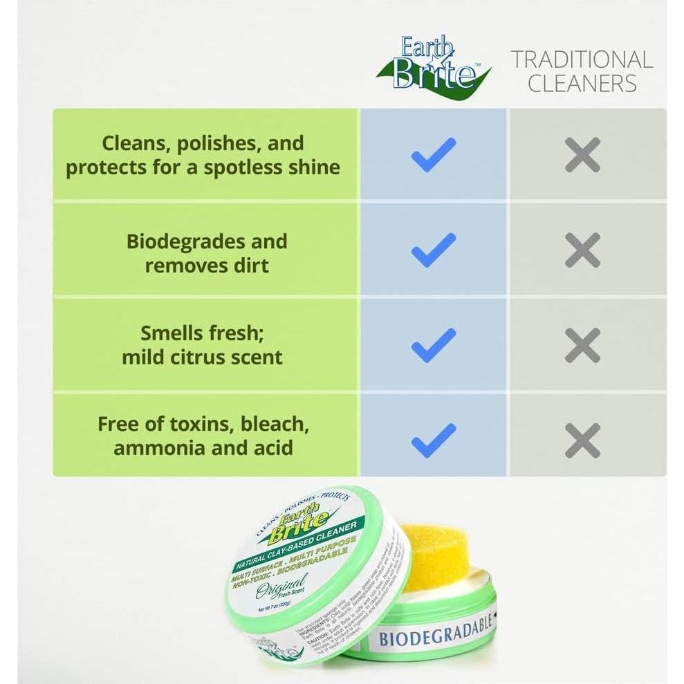 Limpiador Multiusos Earth Brite - 2 Barras de Arcilla Natural