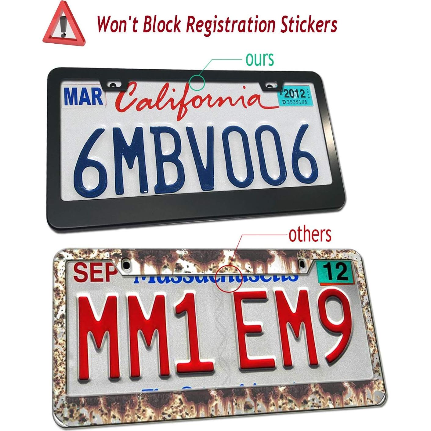 Marco de Placa de Licencia Antirrobo Aootf - Aluminio Negro 2 Piezas