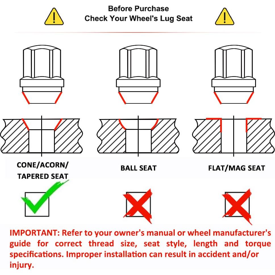 Tuercas de Rueda White Knight 9/16"-18 Cromo para Dodge y Ram