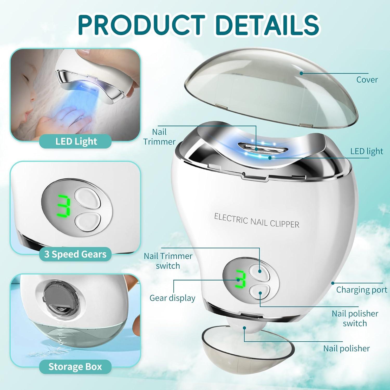 Cortador de Uñas Eléctrico Bvrocio 2 en 1 con Pantalla LED