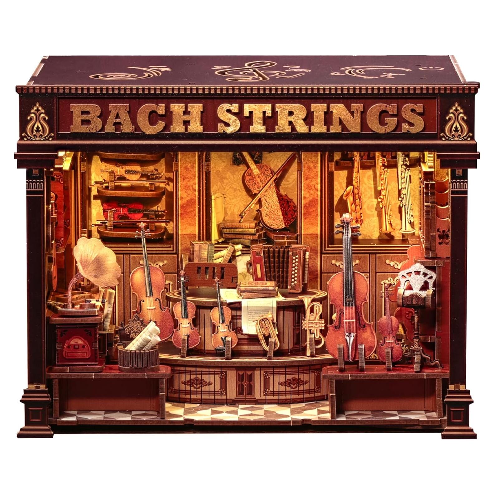 Kit de Rincón de Libros Cutefun Cuerdas de Bach DIY con Luz LED