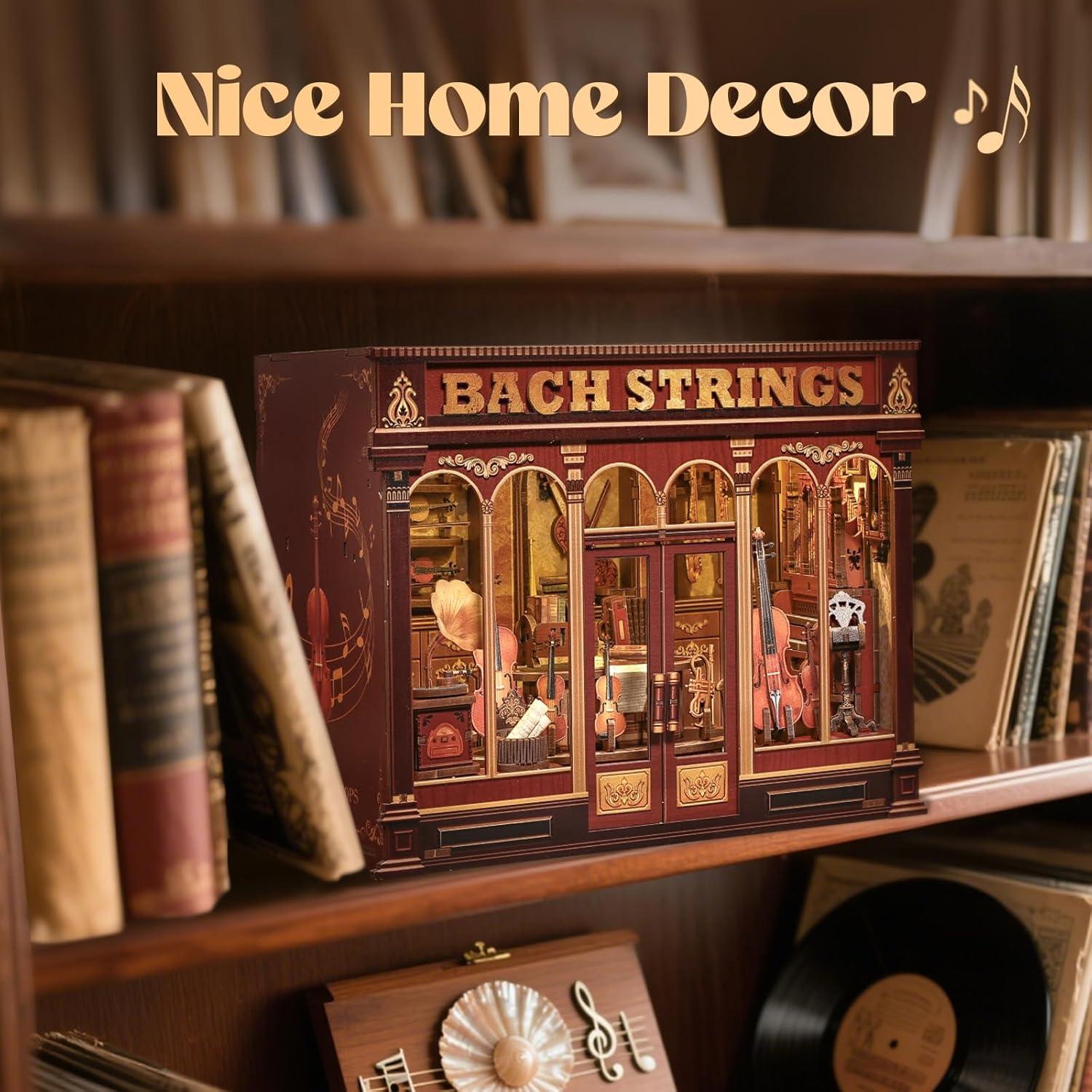 Kit de Rincón de Libros Cutefun Cuerdas de Bach DIY con Luz LED