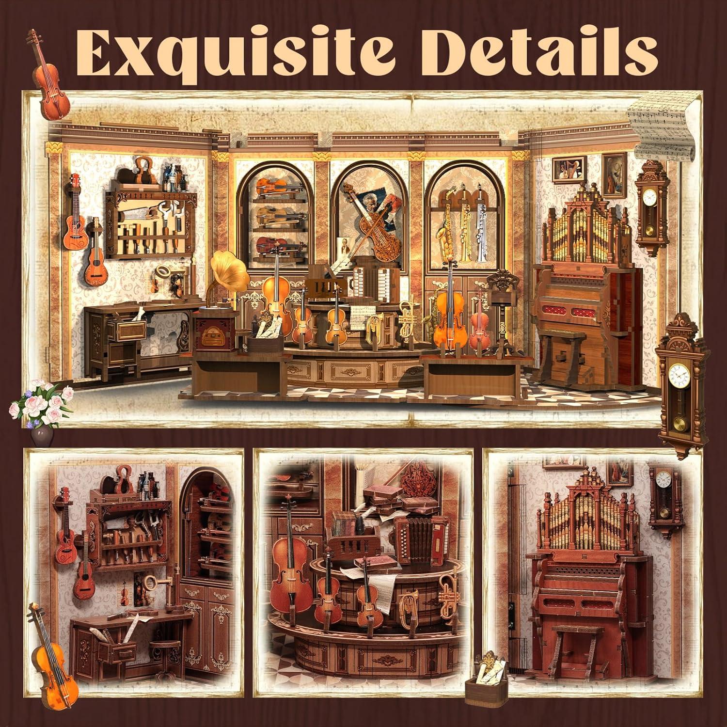 Kit de Rincón de Libros Cutefun Cuerdas de Bach DIY con Luz LED