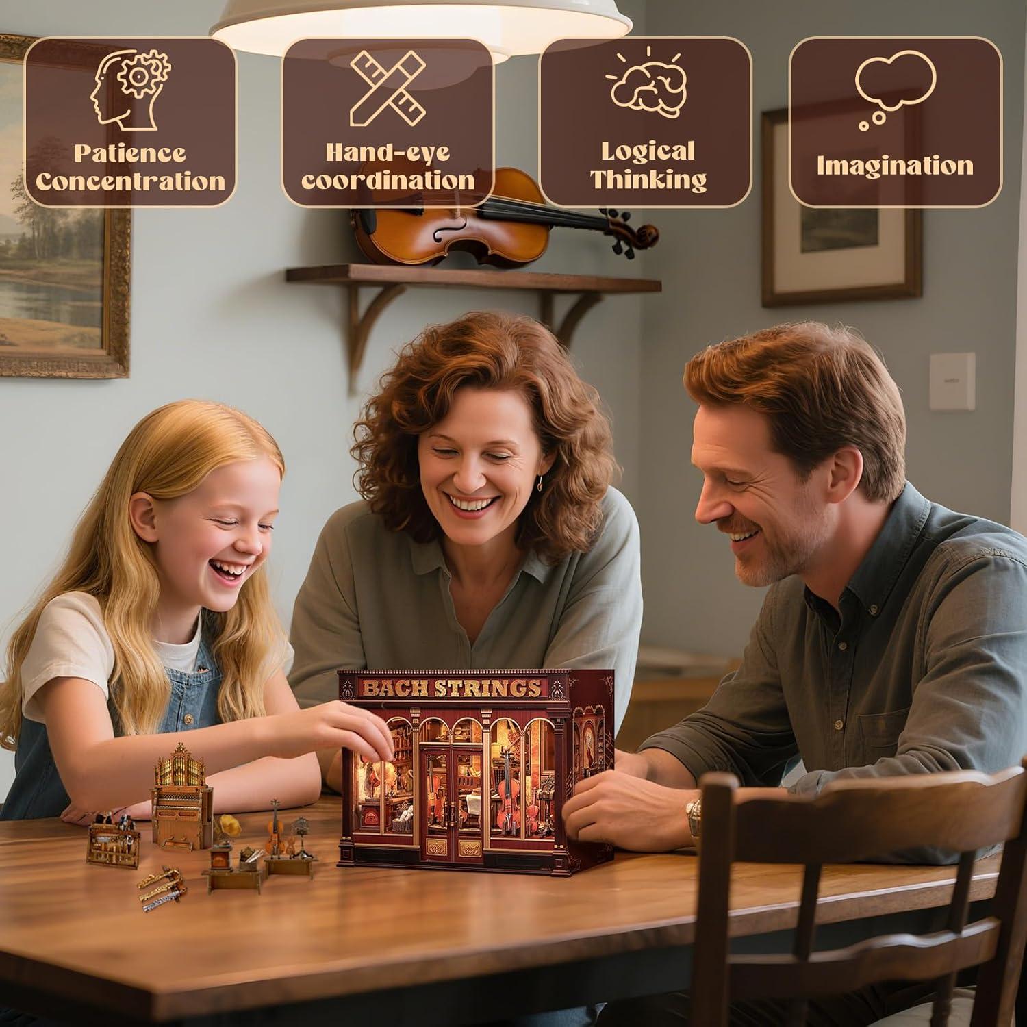 Kit de Rincón de Libros Cutefun Cuerdas de Bach DIY con Luz LED