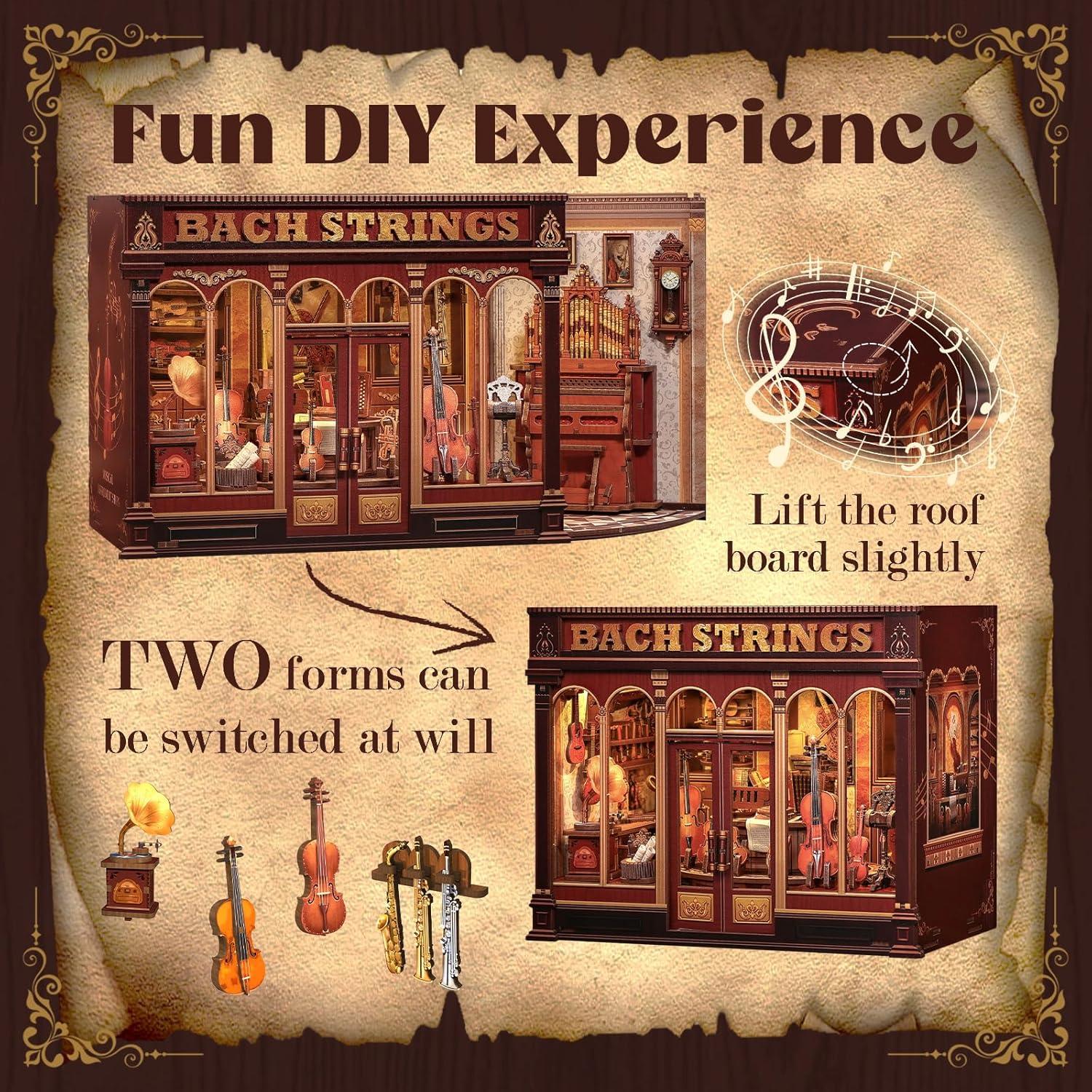 Kit de Rincón de Libros Cutefun Cuerdas de Bach DIY con Luz LED