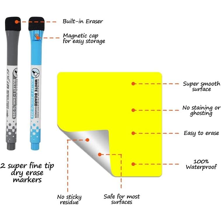 Notas Adhesivas Borrables MVISUAL 10x10 cm y 12.7x17.8 cm