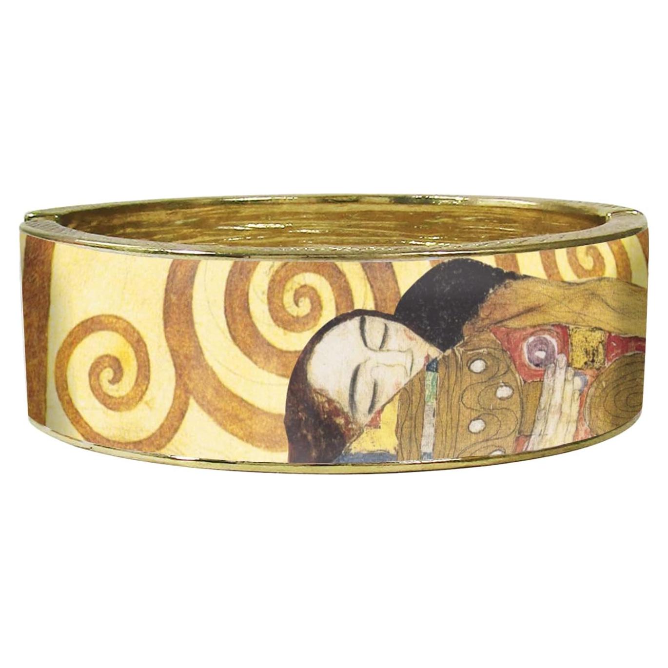 Pulsera de Brazalete Ovalada RainCaper en Oro 18K - Klimt El Beso