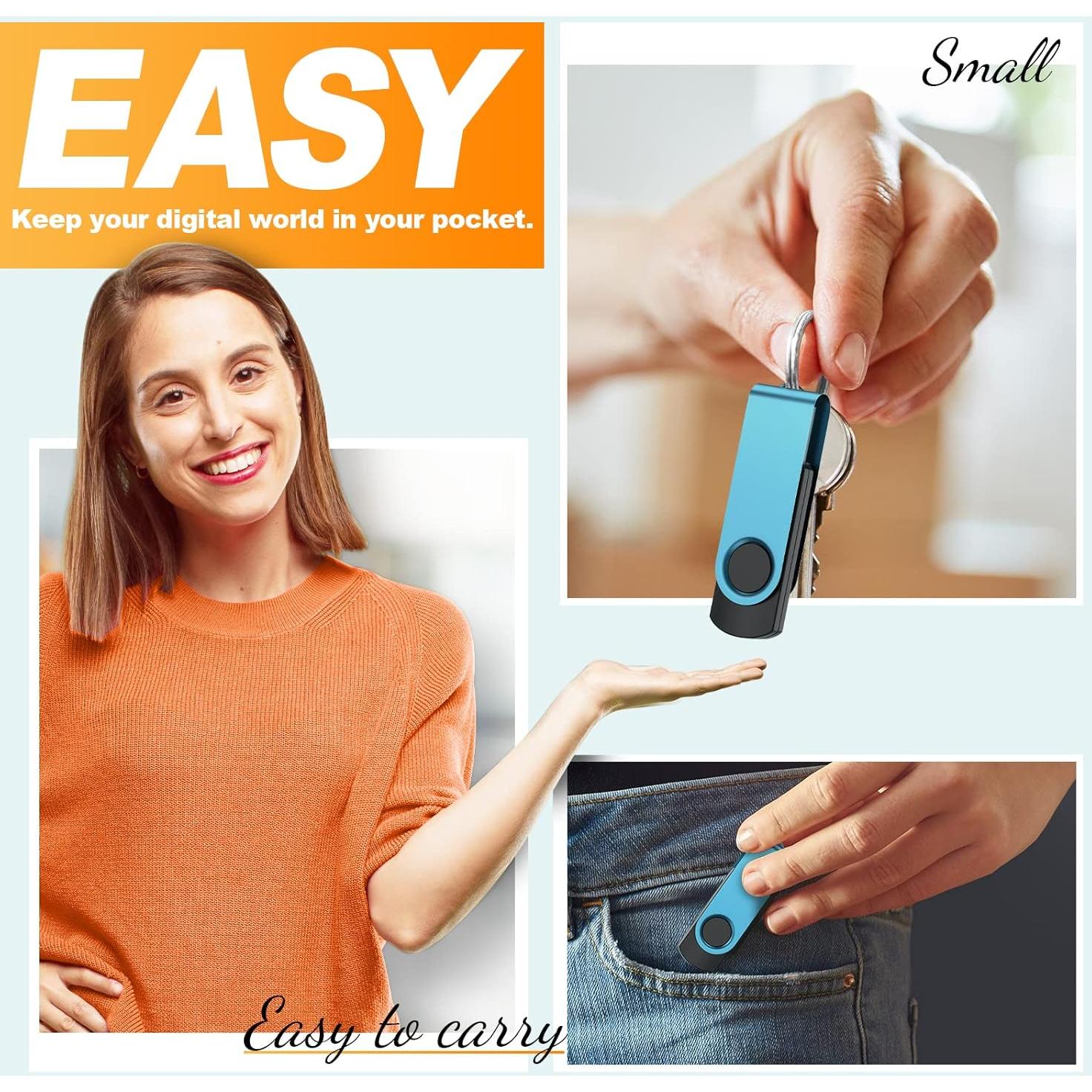 Pen Drive USB 3.0 Kepmem 8GB Giratorio Multicolor - Paquete de 10