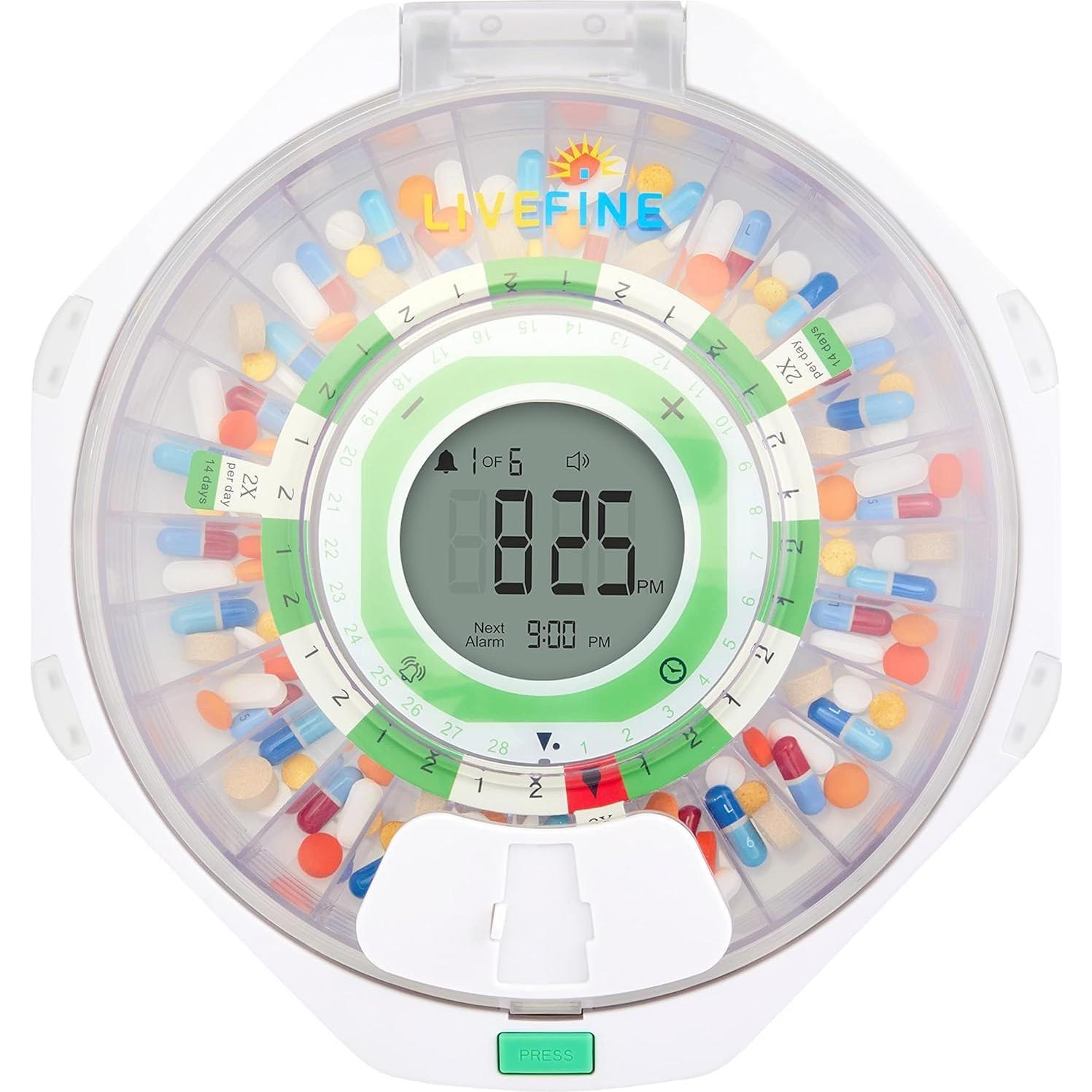 Dispensador Automático de Pastillas LiveFine 28 Días LCD