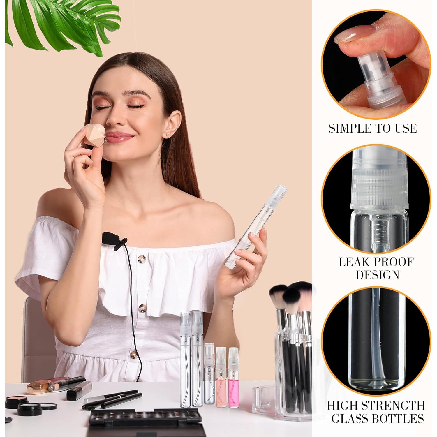 Tanlade 300 Mini Botellas Spray Vidrio 5ml y 10ml Recargables