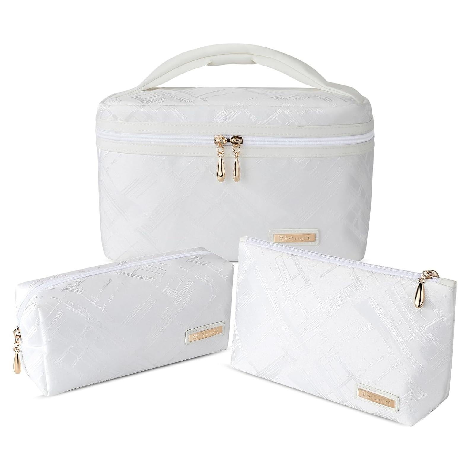 Conjunto de Bolsa de Maquillaje Richeart 3Pcs Grande Blanco