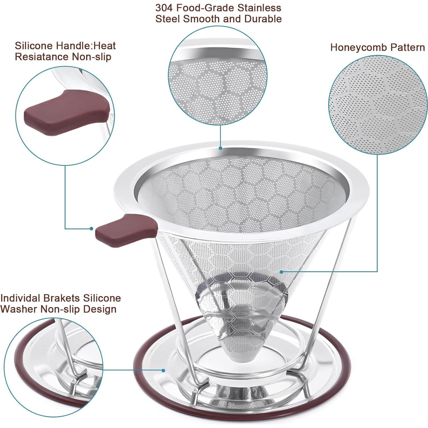 Goteador de Café MISETTO Acero Inoxidable 1-2 Tazas Reutilizable