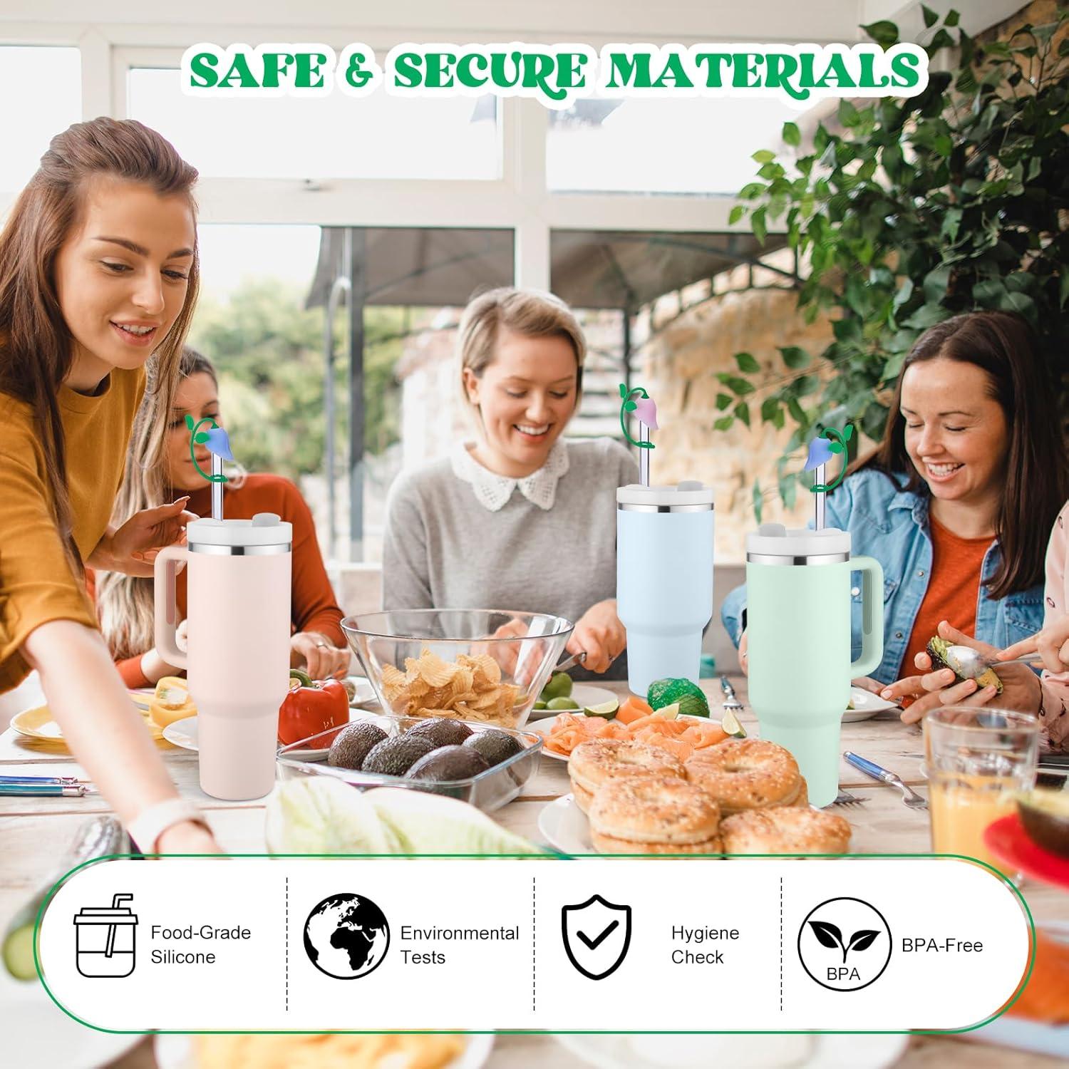 Tapa de Silicona Rosa para Pajitas Stanley 20-40 oz - 2 Pcs