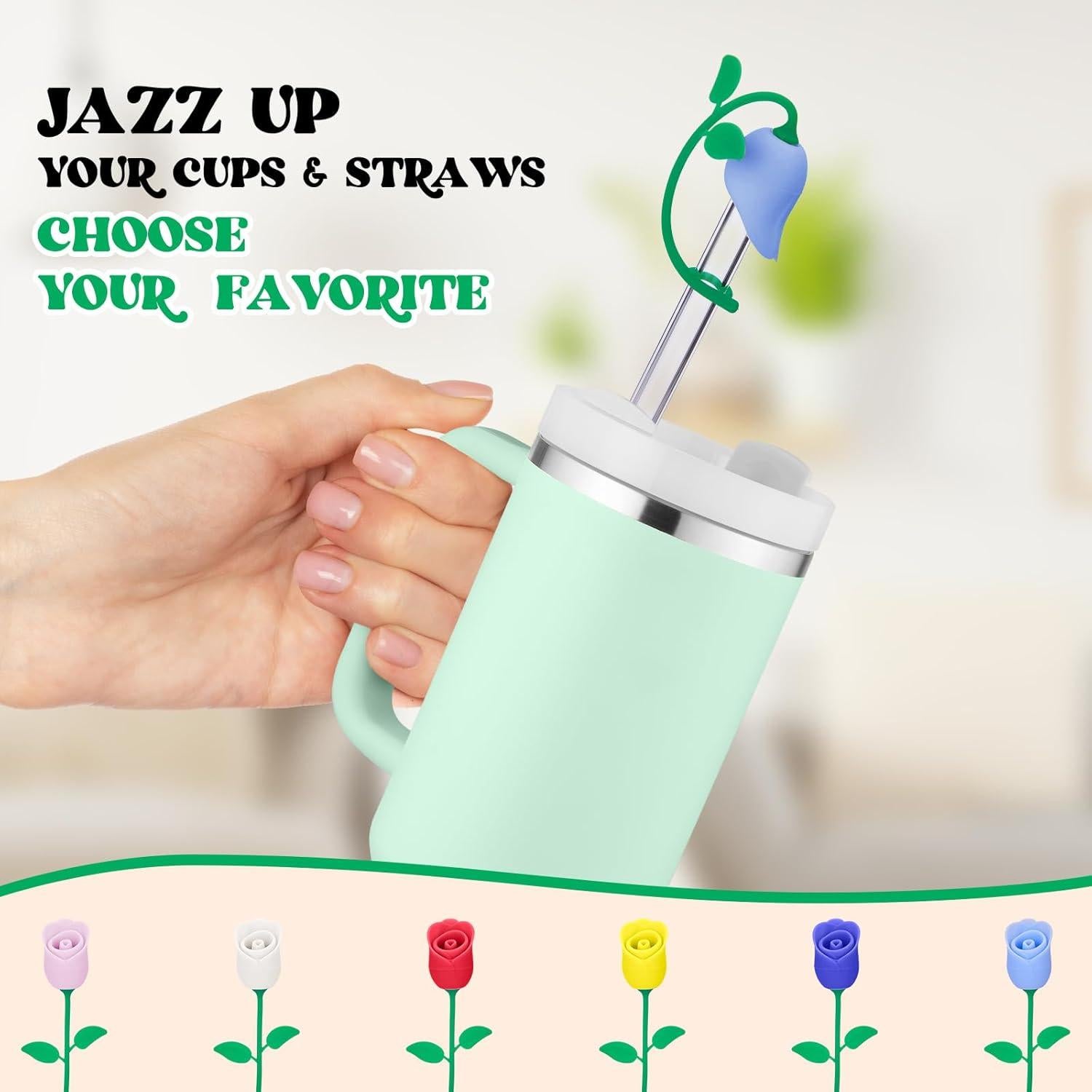 Tapa de Silicona Rosa para Pajitas Stanley 20-40 oz - 2 Pcs