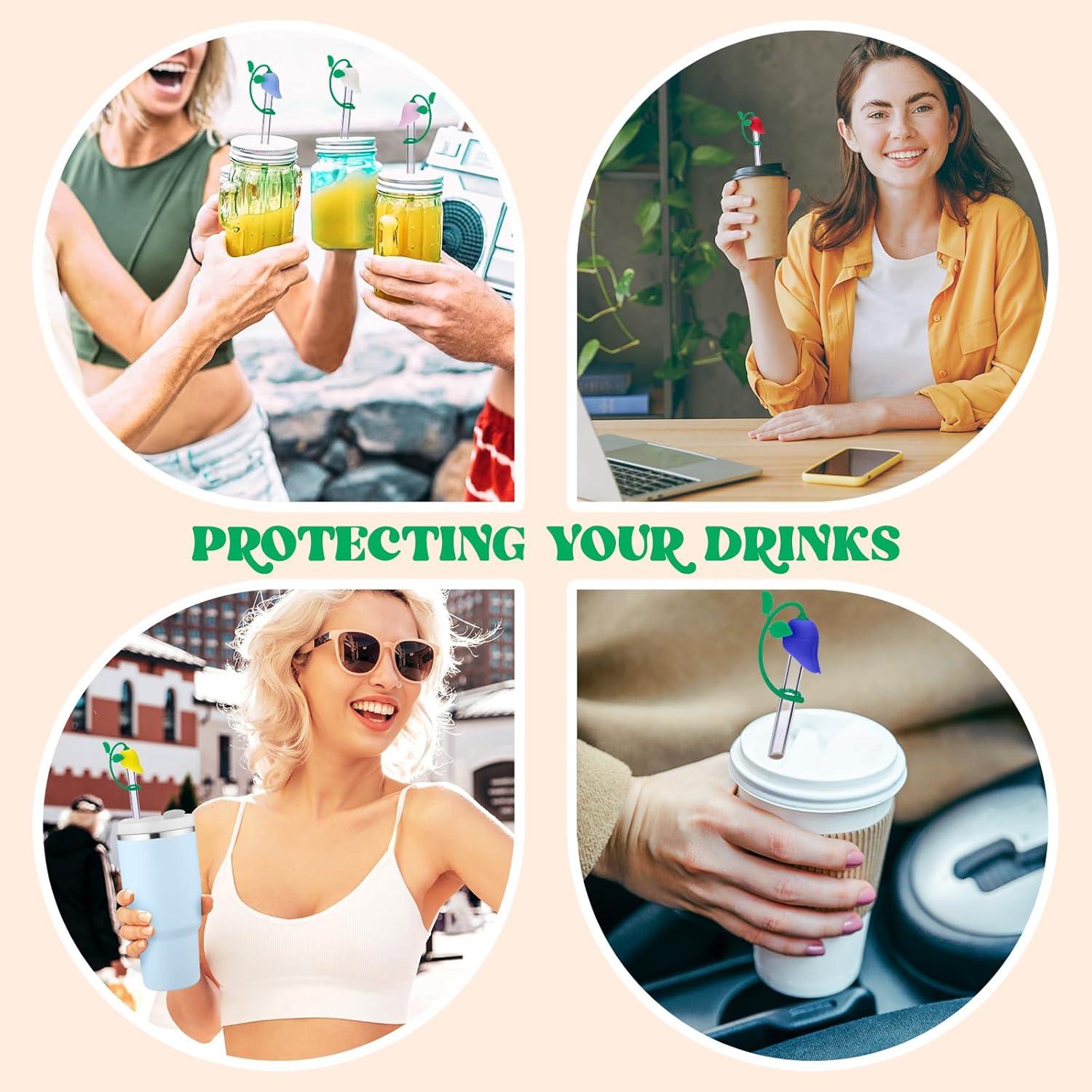 Tapa de Silicona Rosa para Pajitas Stanley 20-40 oz - 2 Pcs