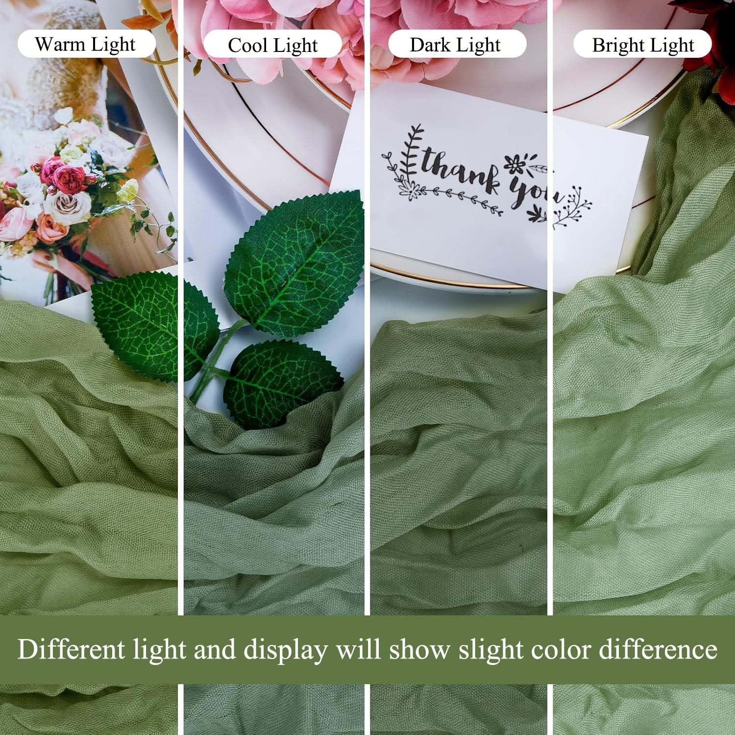 Caminito de Mesa de Gasa Verde Salvia 3.58m + 10 Servilletas