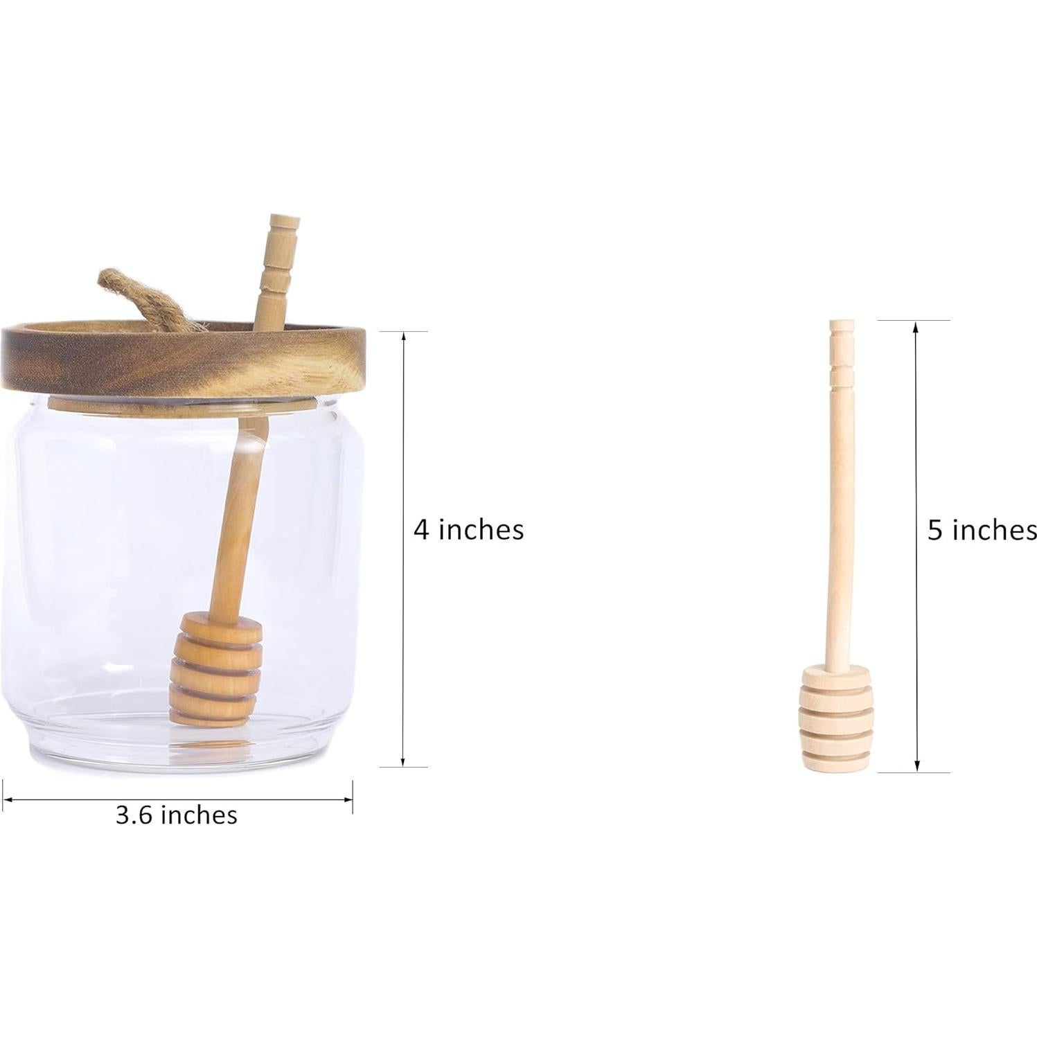 Tarro de Miel de Vidrio Dstuff 396 Gr con Tapa de Acacia y Cucharilla