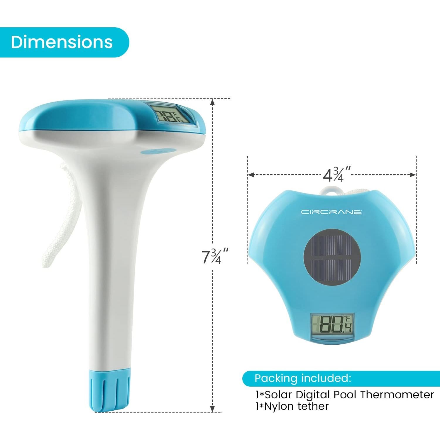 Termómetro Digital Solar Circrane para Piscina y Spa IPX-8