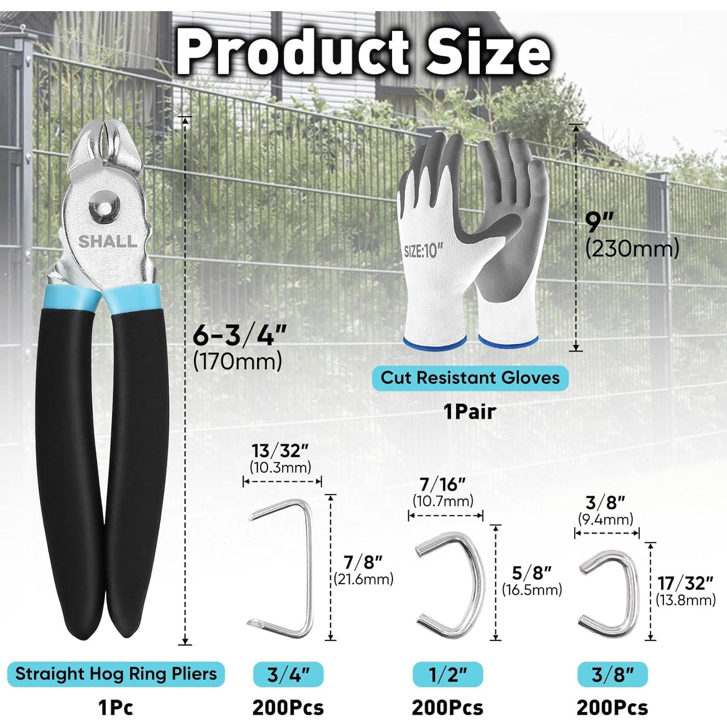 Kit de Pinzas de Anillo de Cerdo SHALL con 600 Anillos Galvanizados