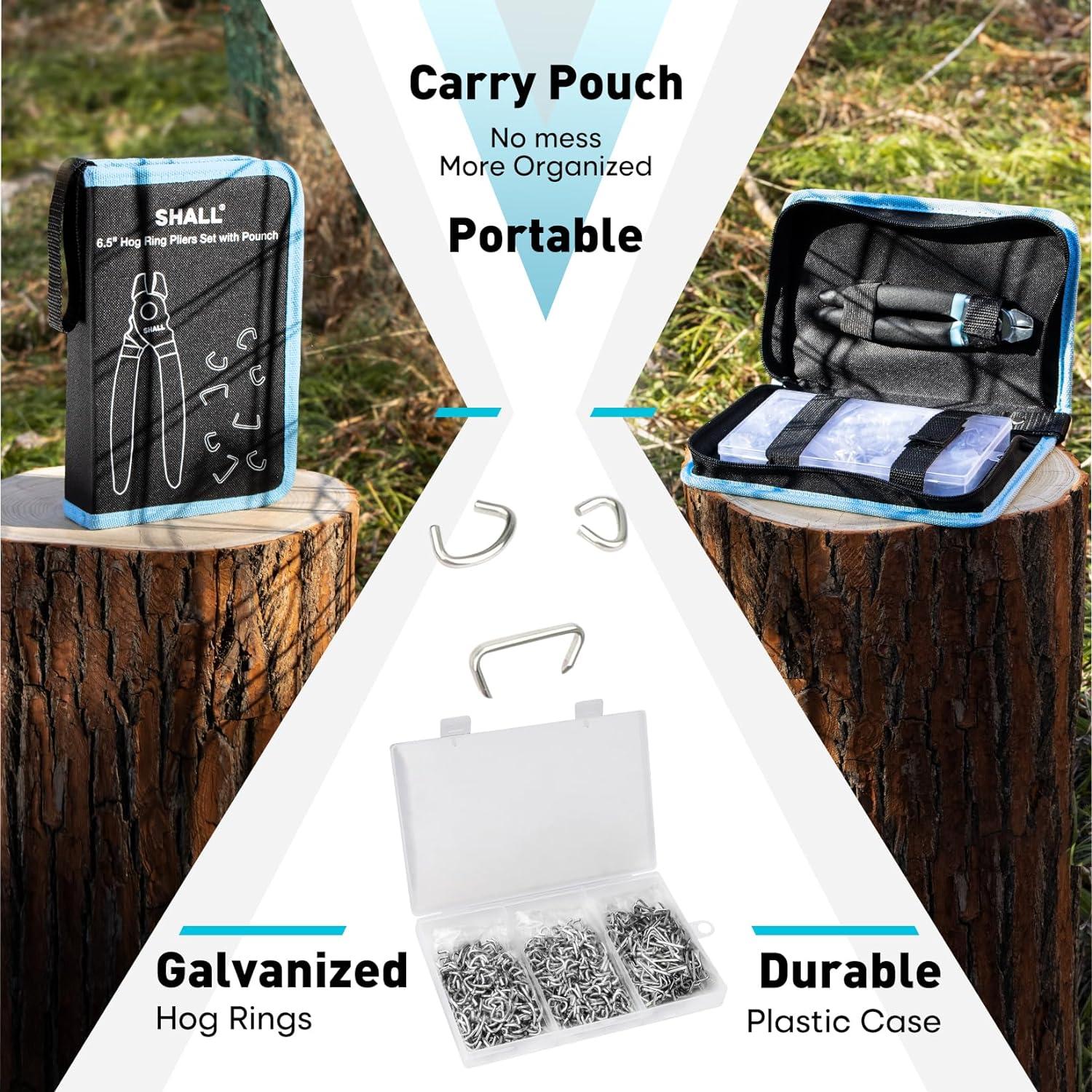 Kit de Pinzas de Anillo de Cerdo SHALL con 600 Anillos Galvanizados