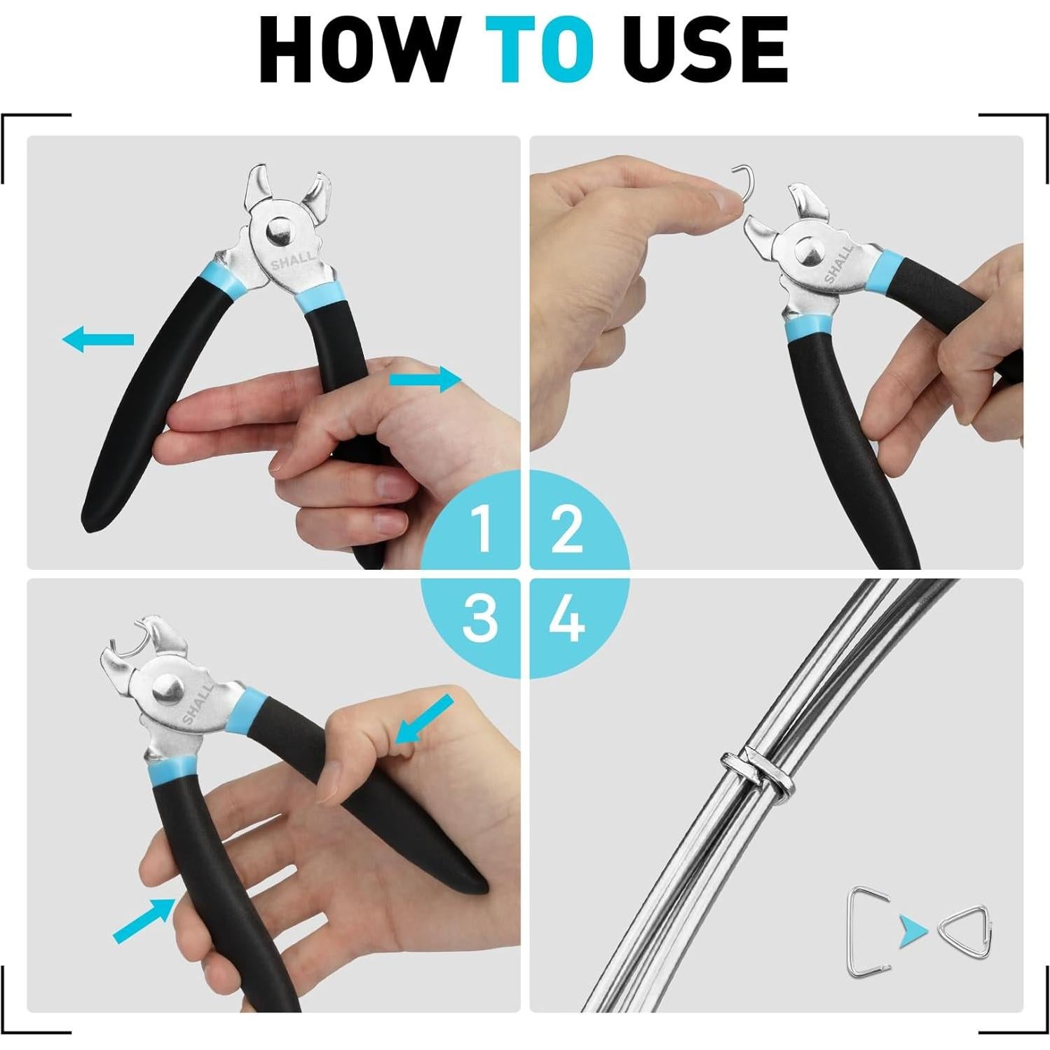 Kit de Pinzas de Anillo de Cerdo SHALL con 600 Anillos Galvanizados