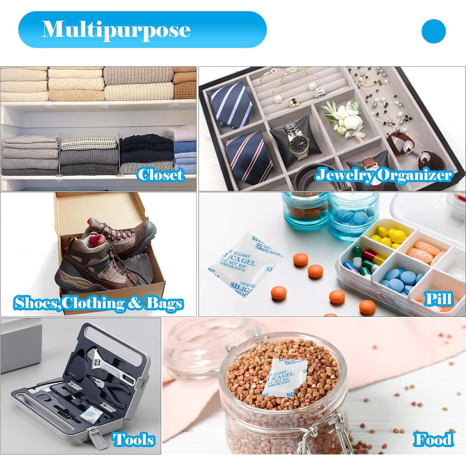 60 Paquetes de Gel de Silica Deshidratante ODDIER 3g