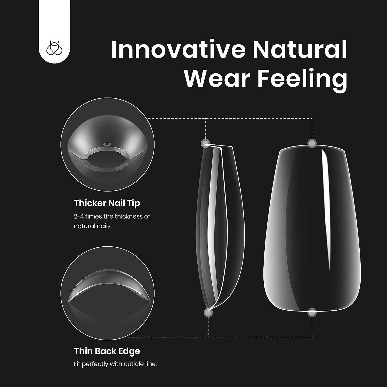 Kit de Uñas de Gel Beetles 240 Piezas Coffin Corto con Pegamento 5 en 1