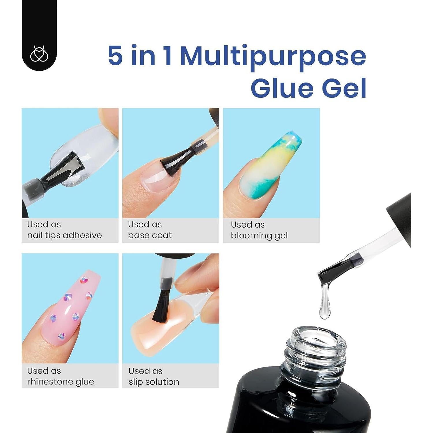 Kit de Uñas de Gel Beetles 240 Piezas Coffin Corto con Pegamento 5 en 1