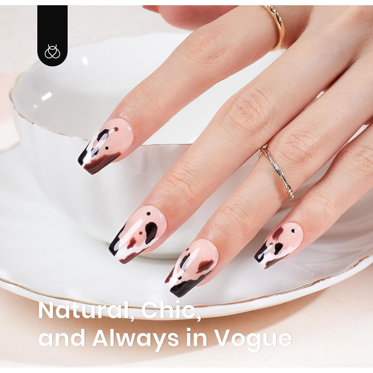 Kit de Uñas de Gel Beetles 240 Piezas Coffin Corto con Pegamento 5 en 1