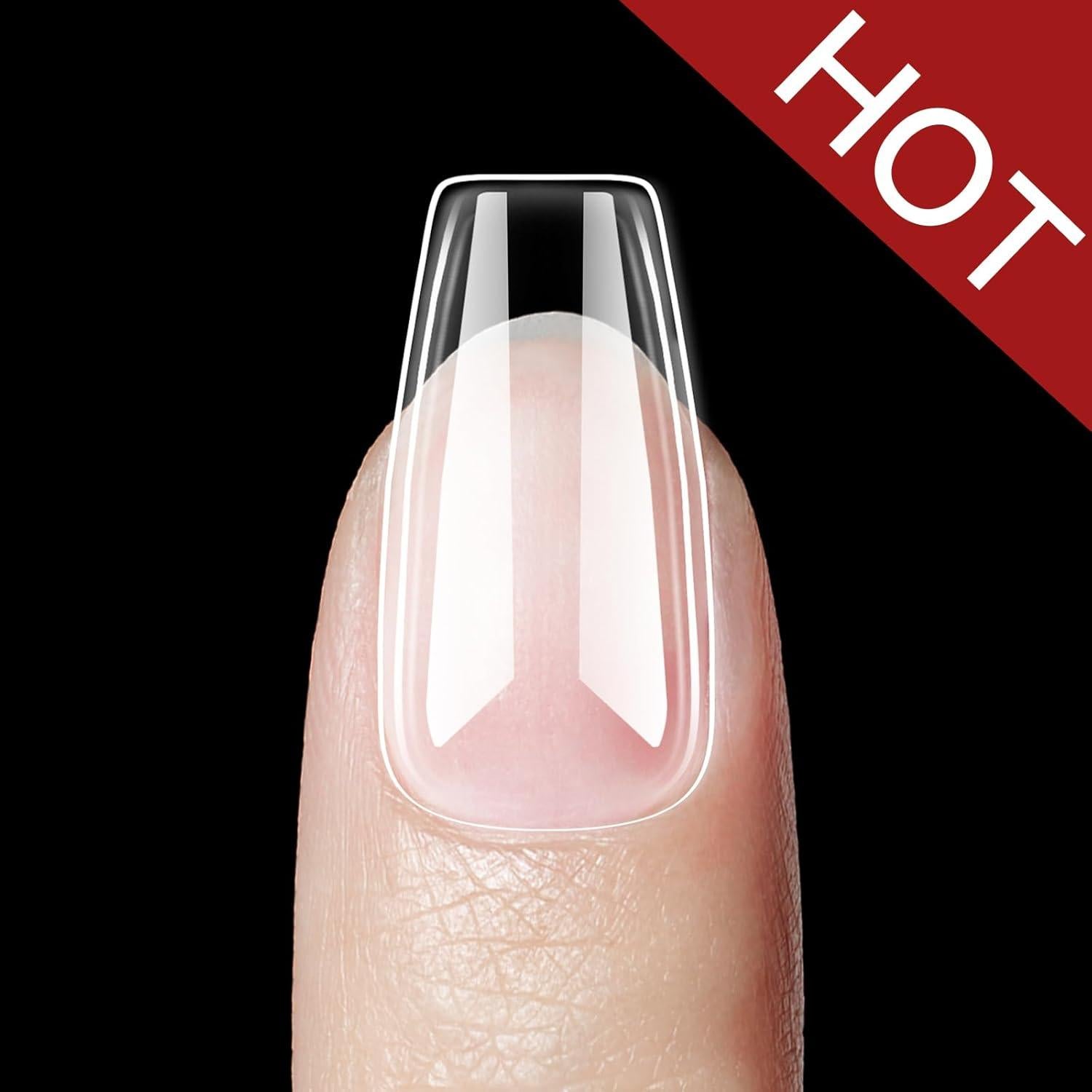 Kit de Uñas de Gel Beetles 240 Piezas Coffin Corto con Pegamento 5 en 1