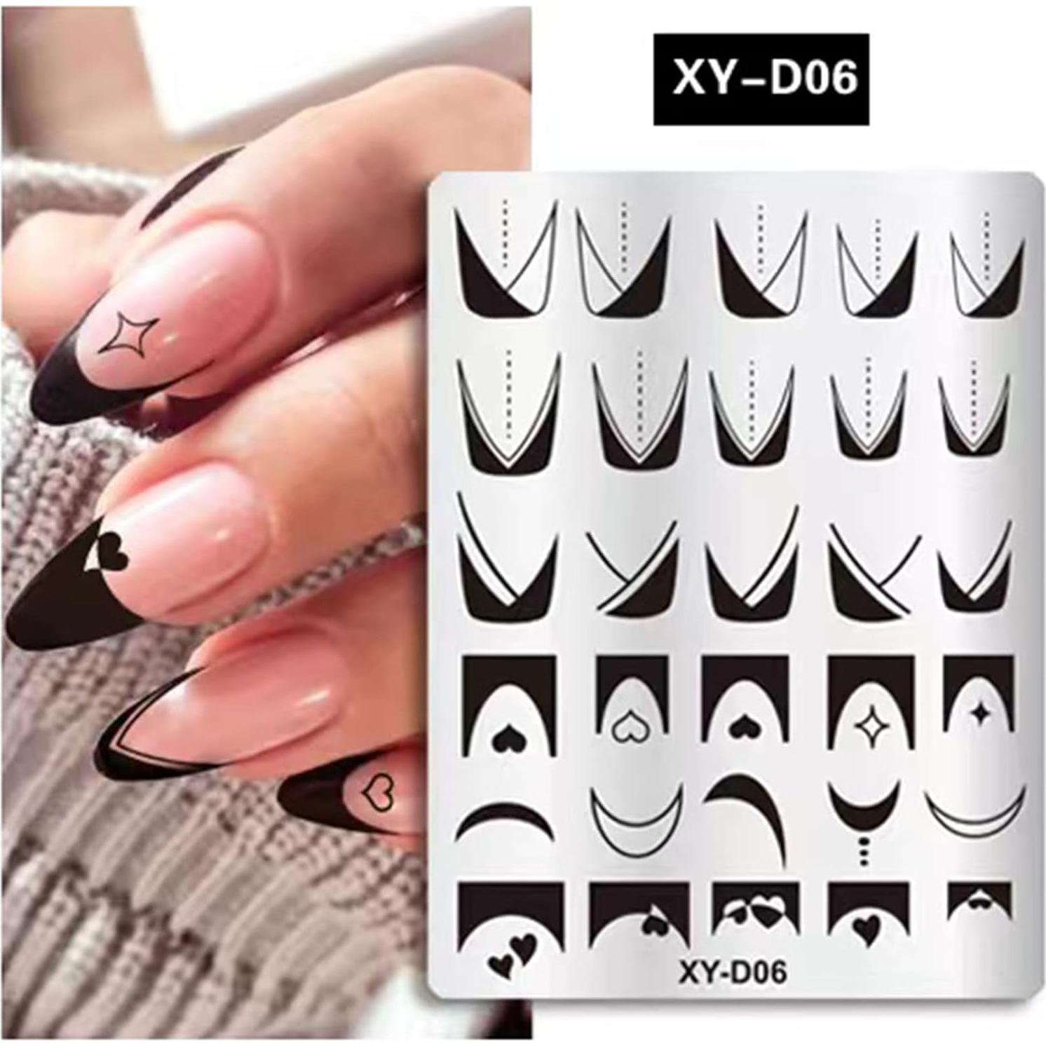 Juego de Placas de Estampado de Uñas LOOVI 3 Piezas Acero Inoxidable