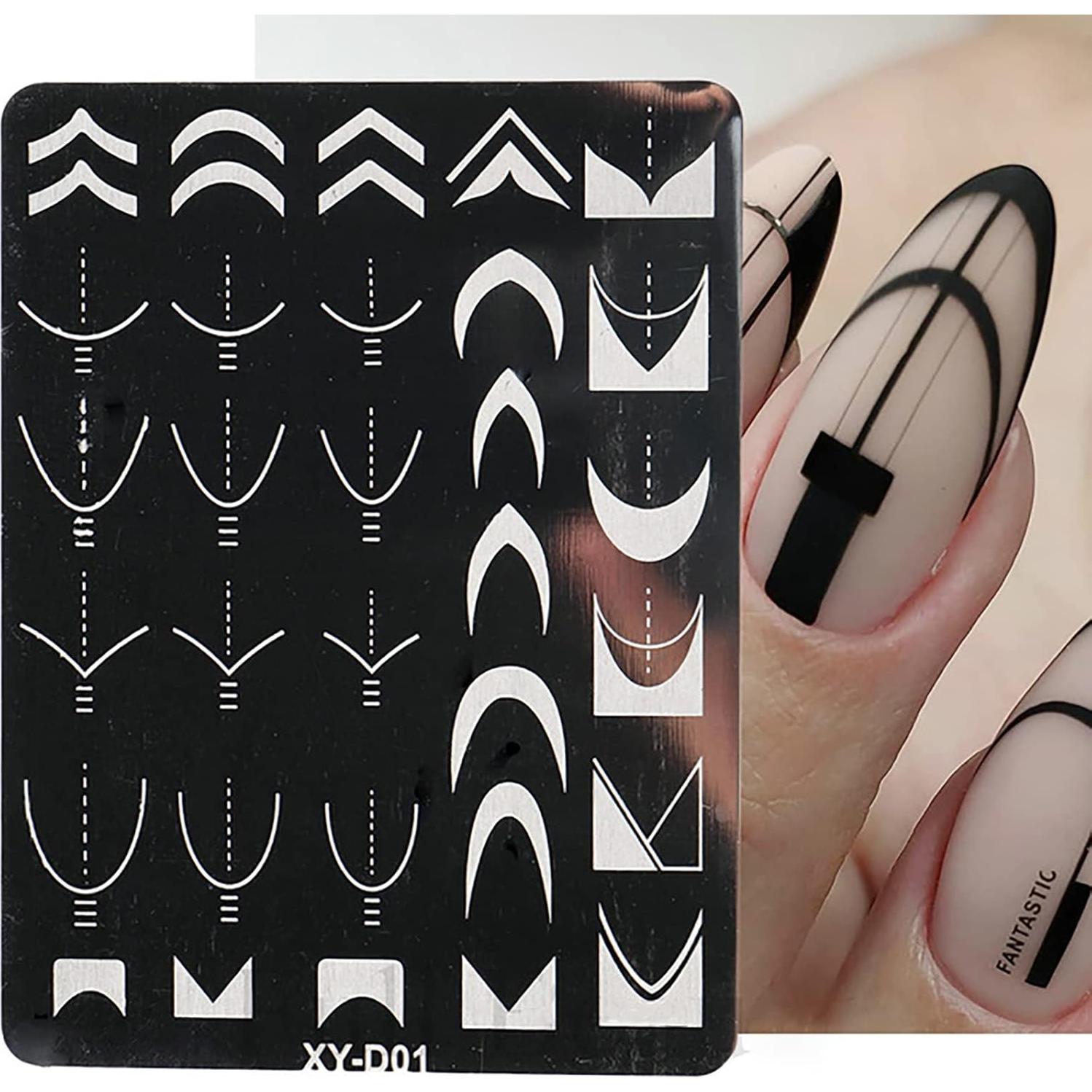 Juego de Placas de Estampado de Uñas LOOVI 3 Piezas Acero Inoxidable