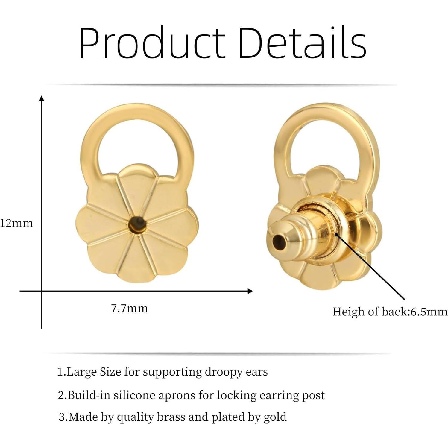 Resortes Bloqueables para Pendientes JIACHARMED 4pcs Oro