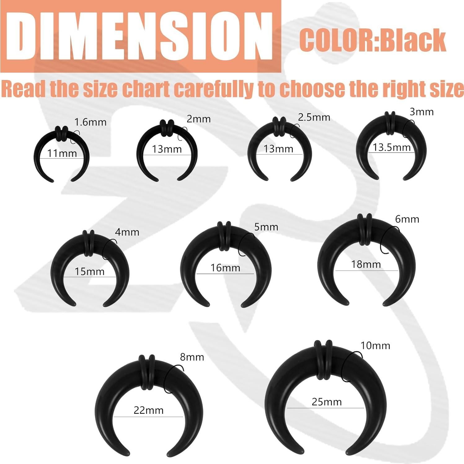 Kit de Expansión de Piercing ZS 9 Pairs Acrílico Hipoalergénico