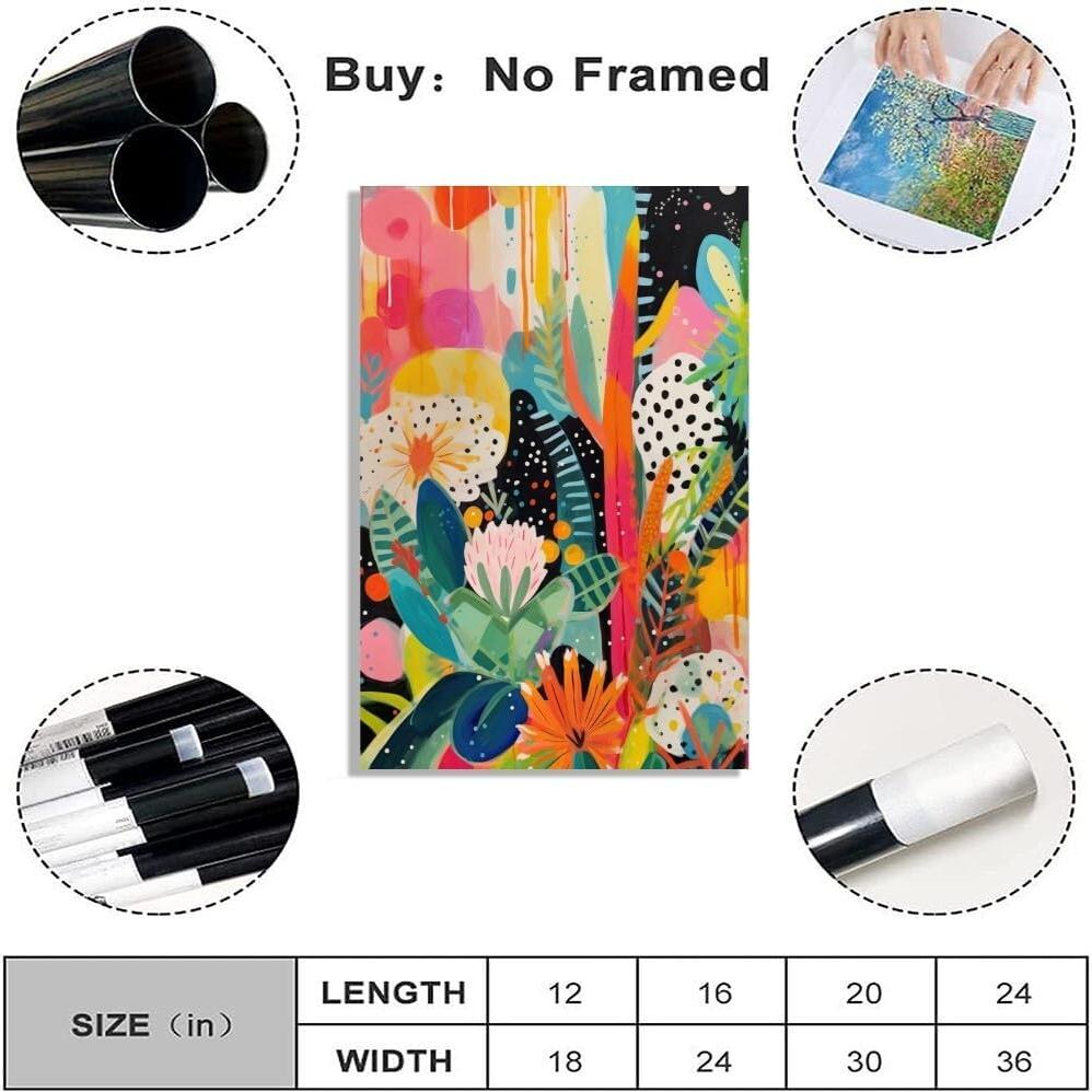 Póster Lienzo Floral Colorido TcnBzydkij 45x30 cm Sin Marco