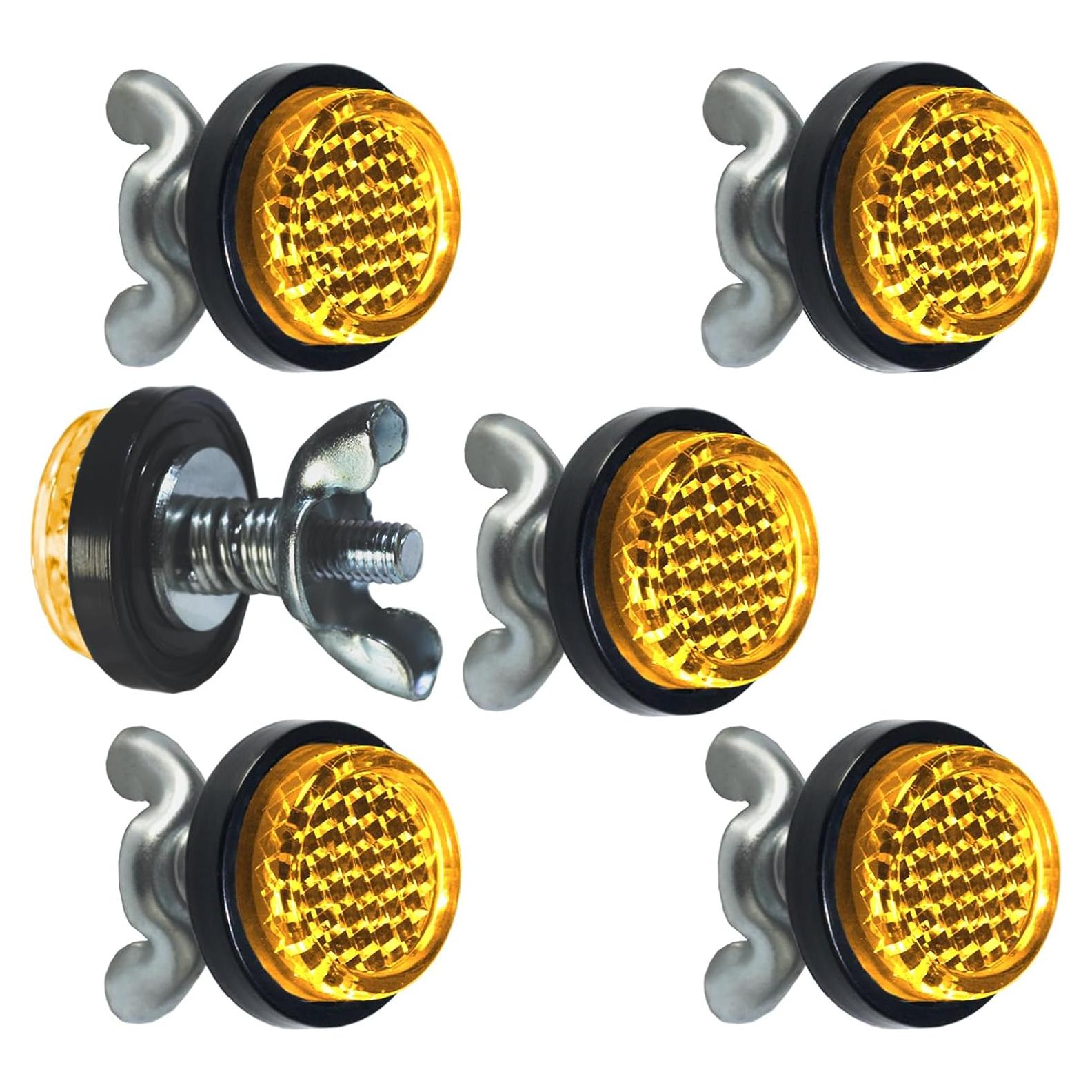 Reflectores Ámbar LordandLand para Placa de Matrícula - 6 Piezas