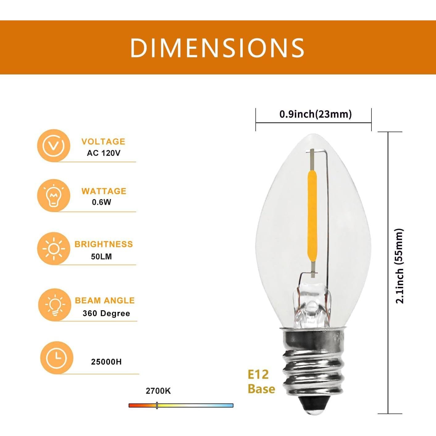 Cordón Accesorio LED C7 Tiadio 2.29m con Interruptor E12