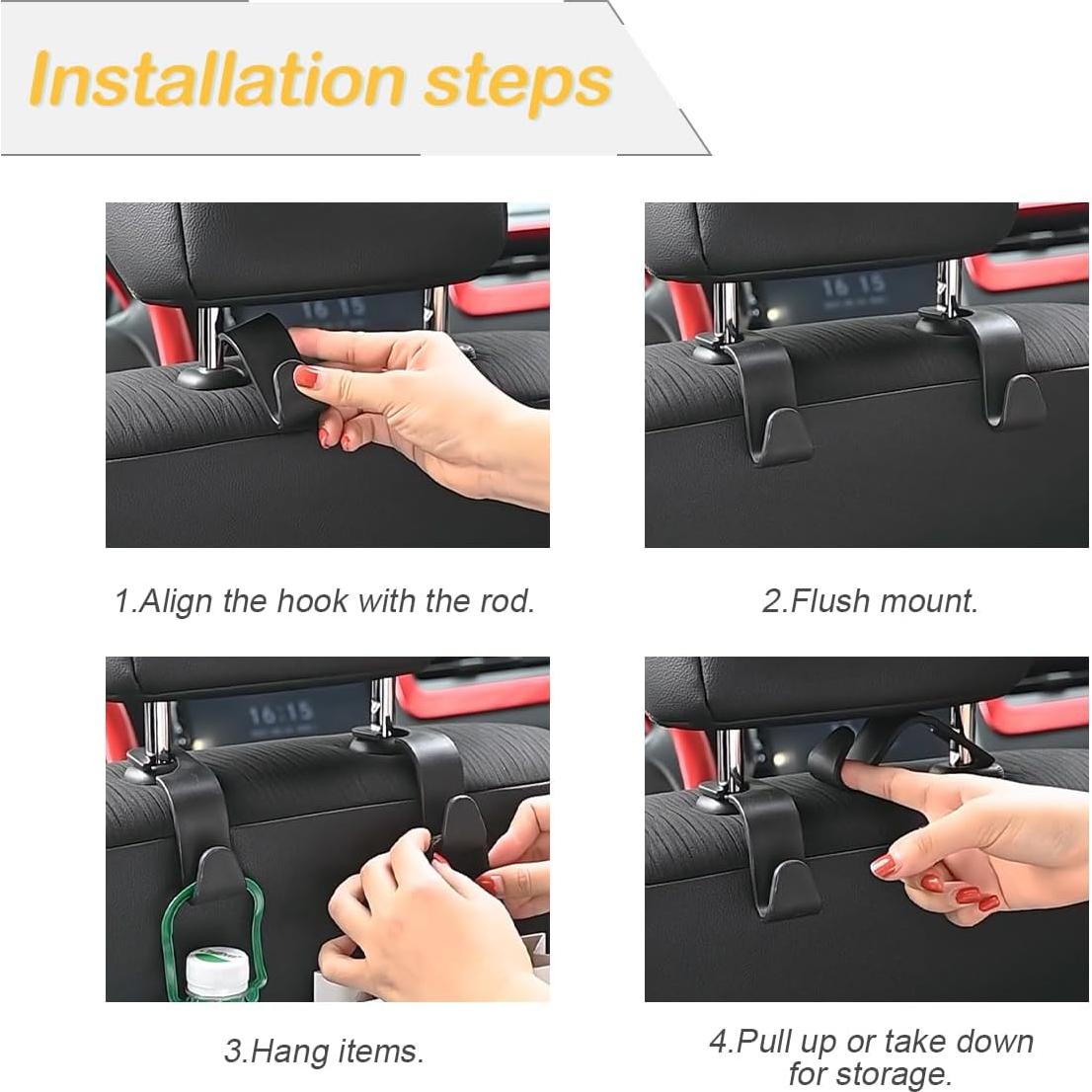 Gancho para Reposacabezas de Automóvil Osilly - 4 Piezas Negro