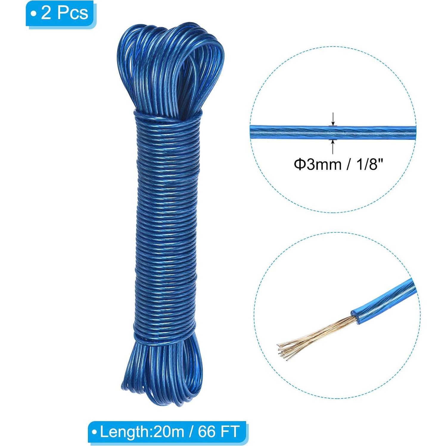 Cuerda para Ropa PATIKIL 3mm x 20m Recubierta Plástico Azul