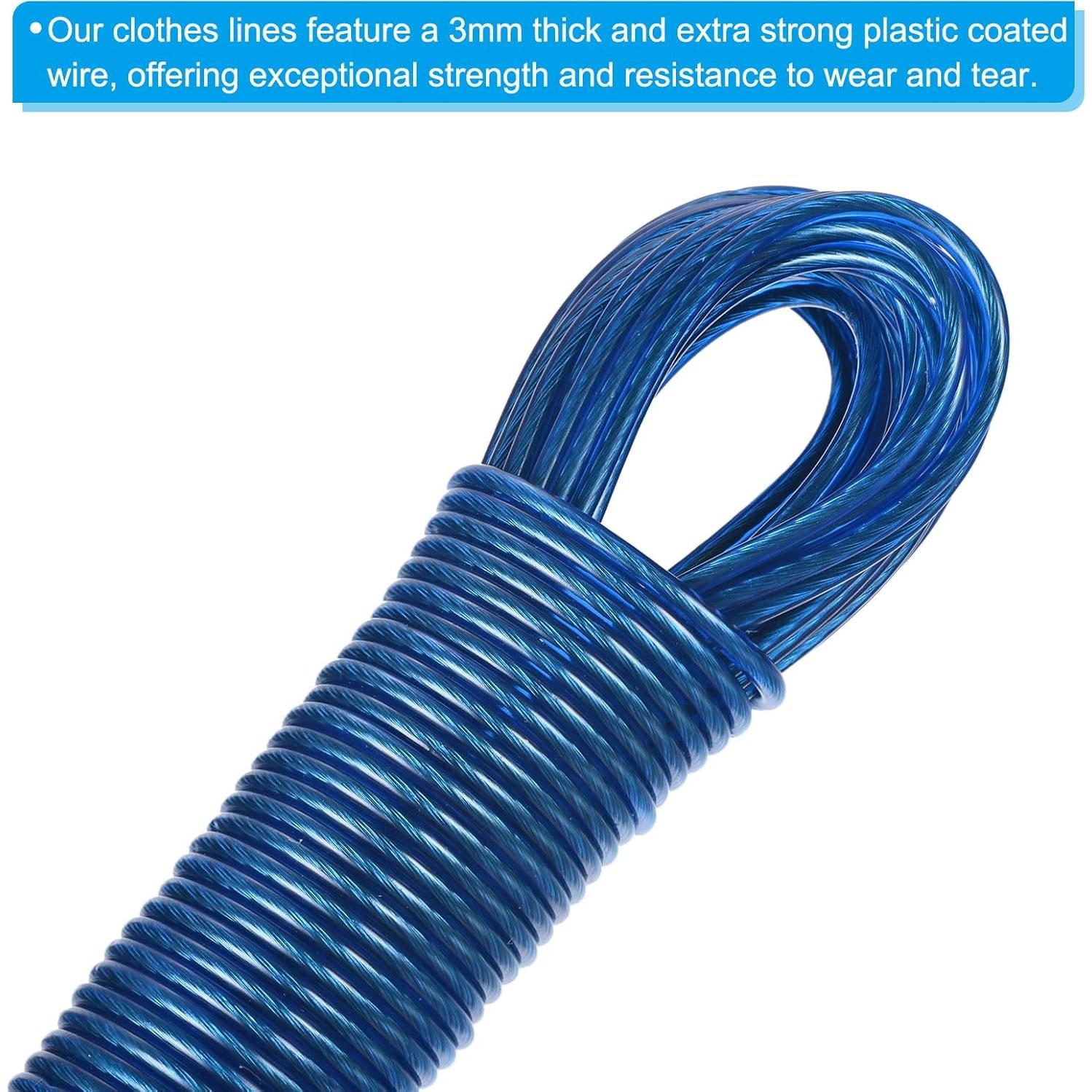 Cuerda para Ropa PATIKIL 3mm x 20m Recubierta Plástico Azul