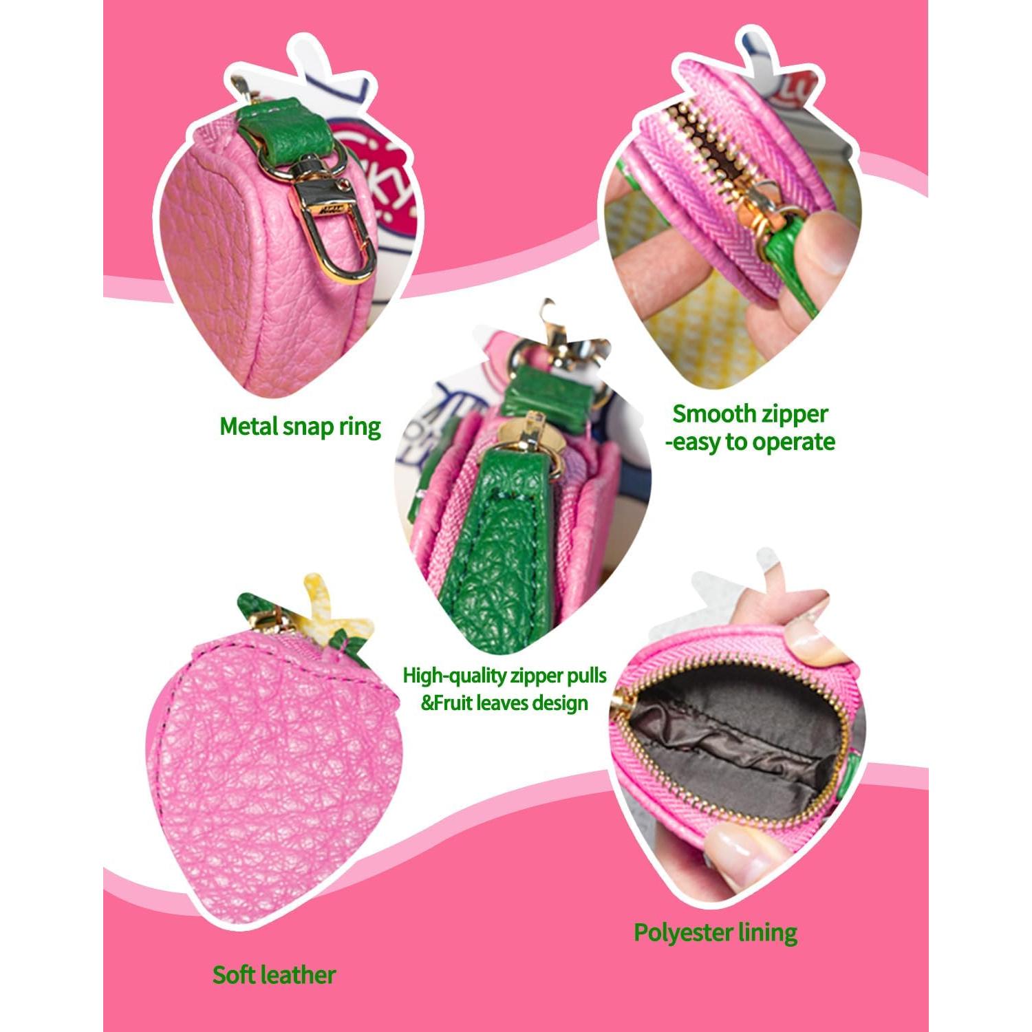 Monedero de Cuero Fresa DXTREU Mini Bolsa para Mujeres