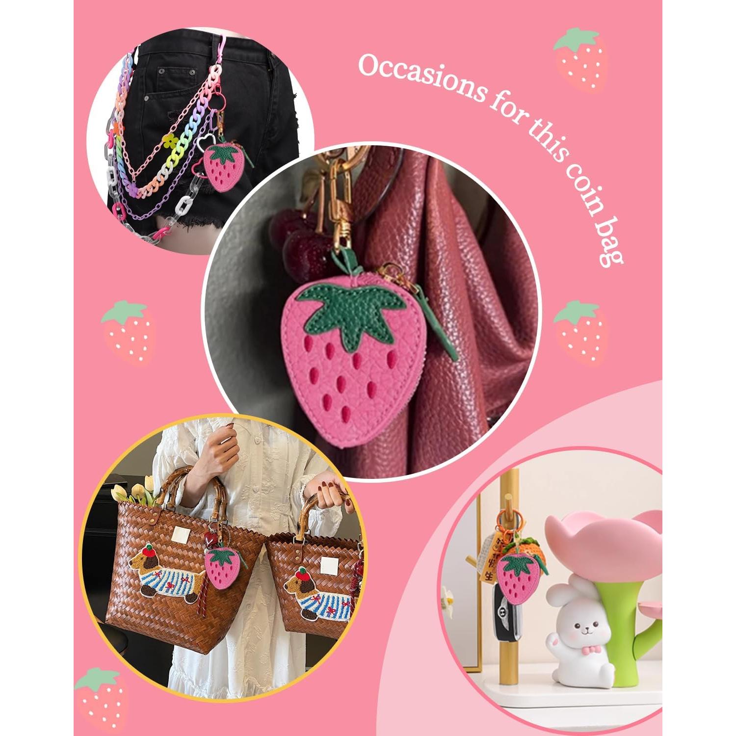 Monedero de Cuero Fresa DXTREU Mini Bolsa para Mujeres