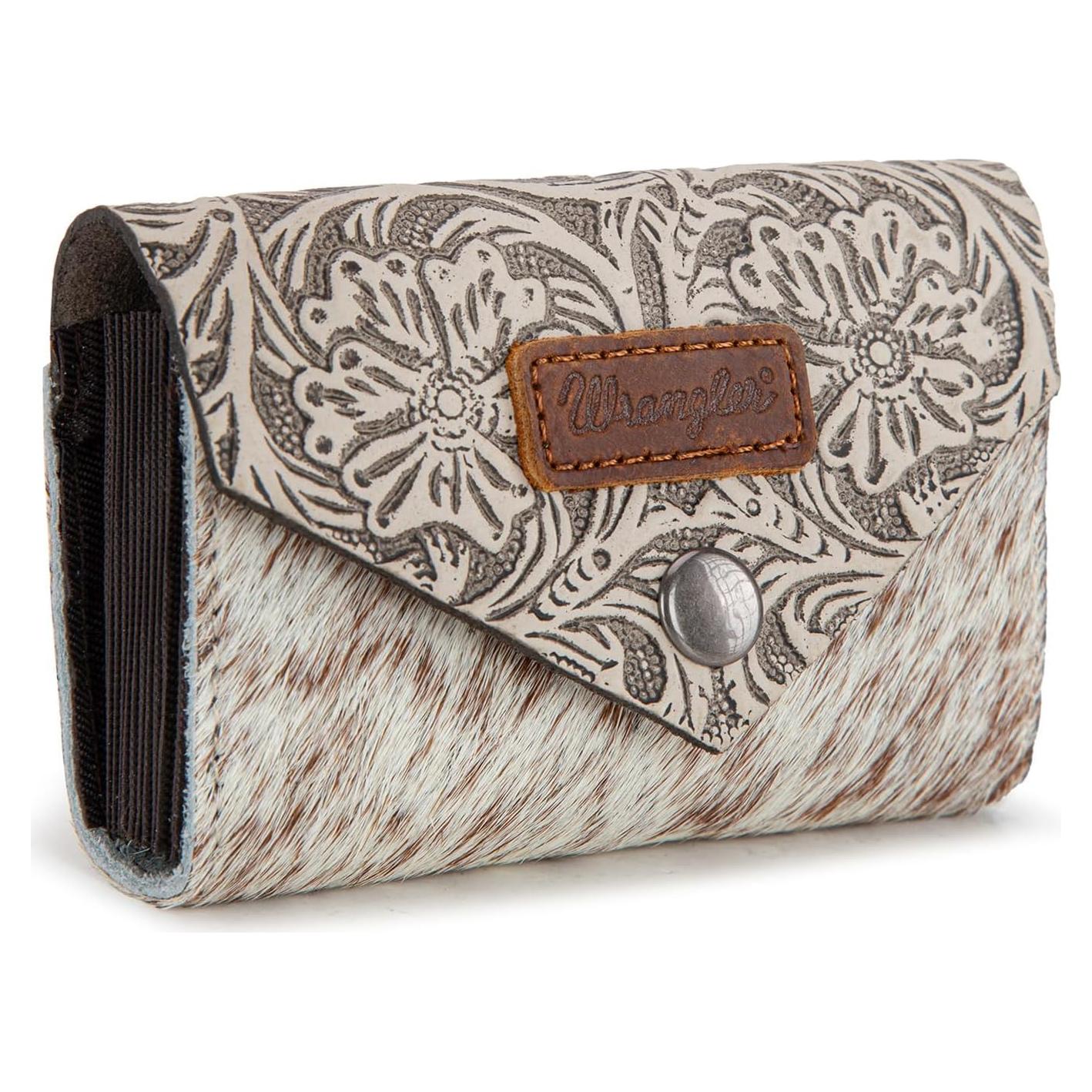 Cartera Mini de Tarjetas Wrangler de Piel de Vaca Beige