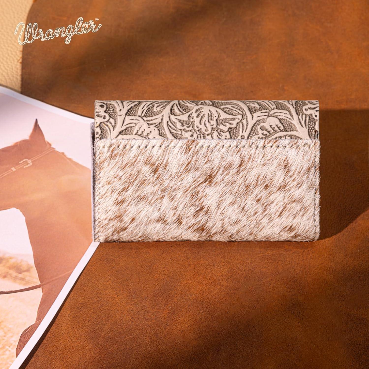 Cartera Mini de Tarjetas Wrangler de Piel de Vaca Beige