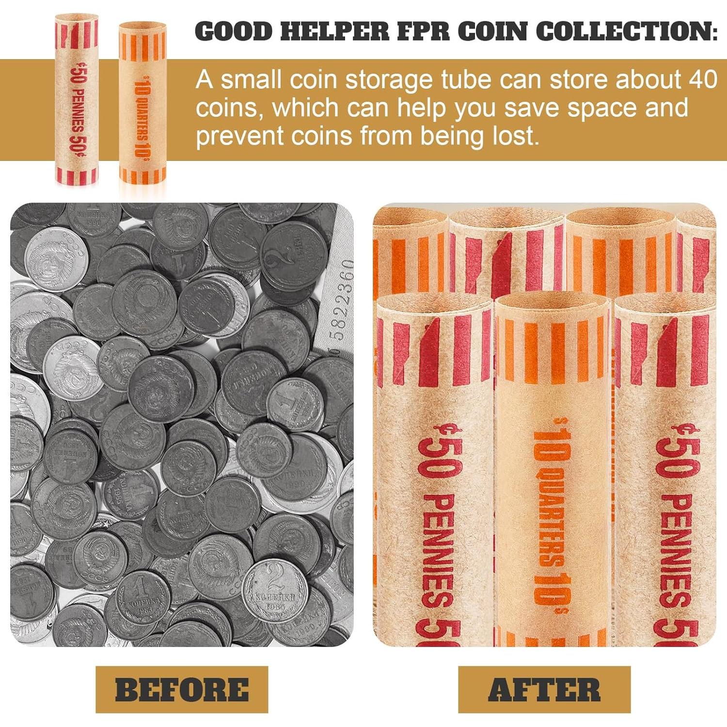 Rollos de Papel para Monedas Outus 192 Piezas Coloridos