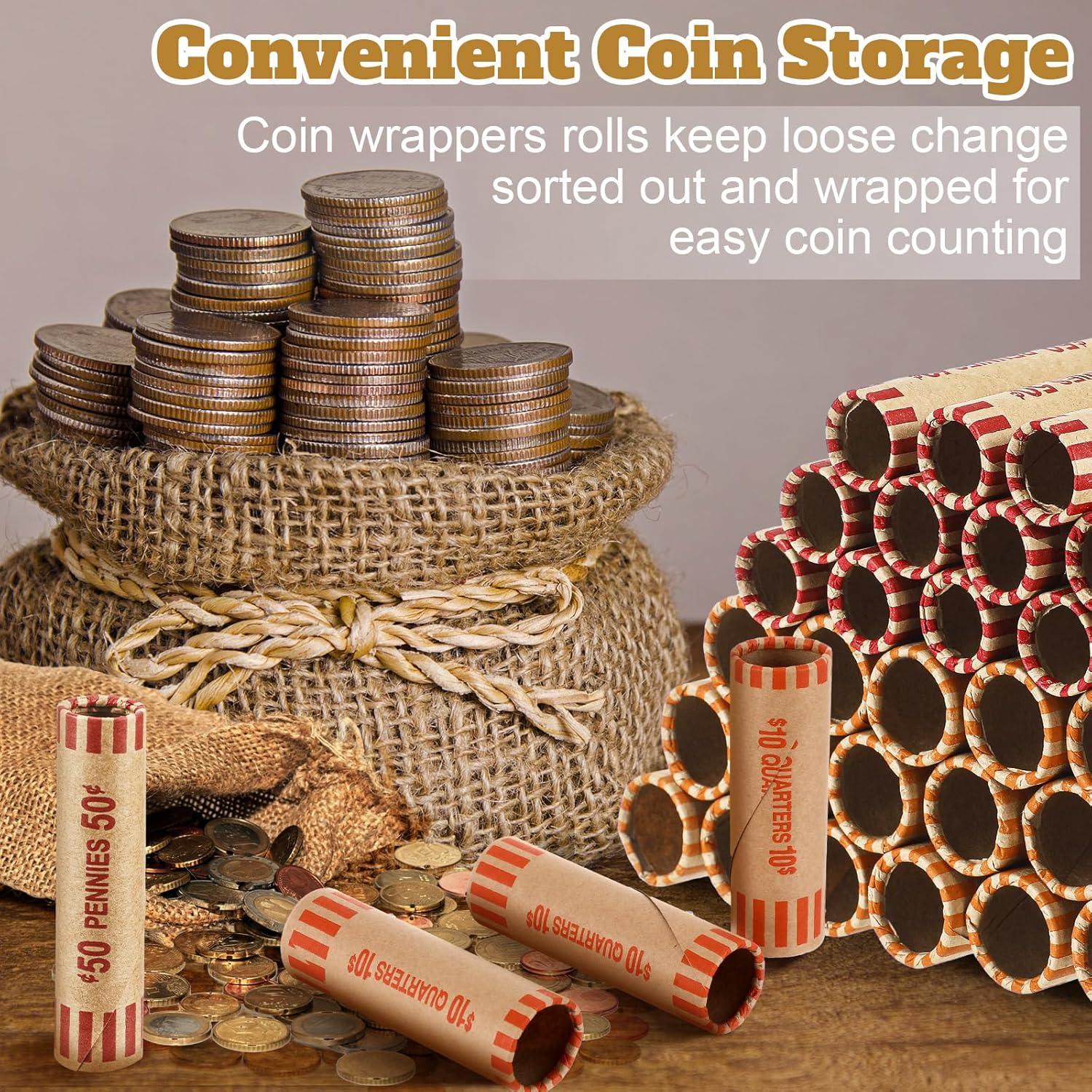 Rollos de Papel para Monedas Outus 192 Piezas Coloridos