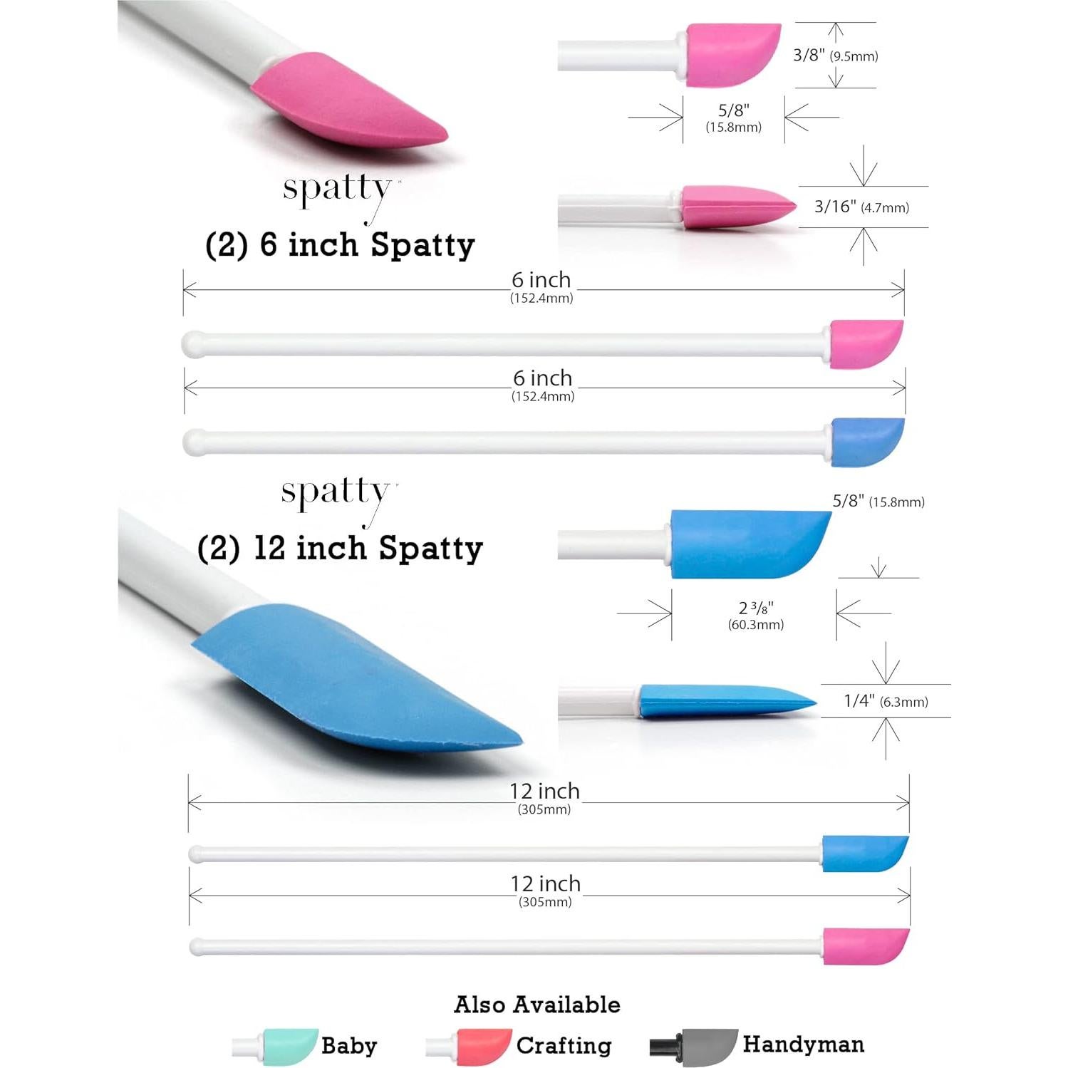 Espátulas Spatty Daddy 15 y 30 cm Rosa/Azul - Herramienta de Belleza