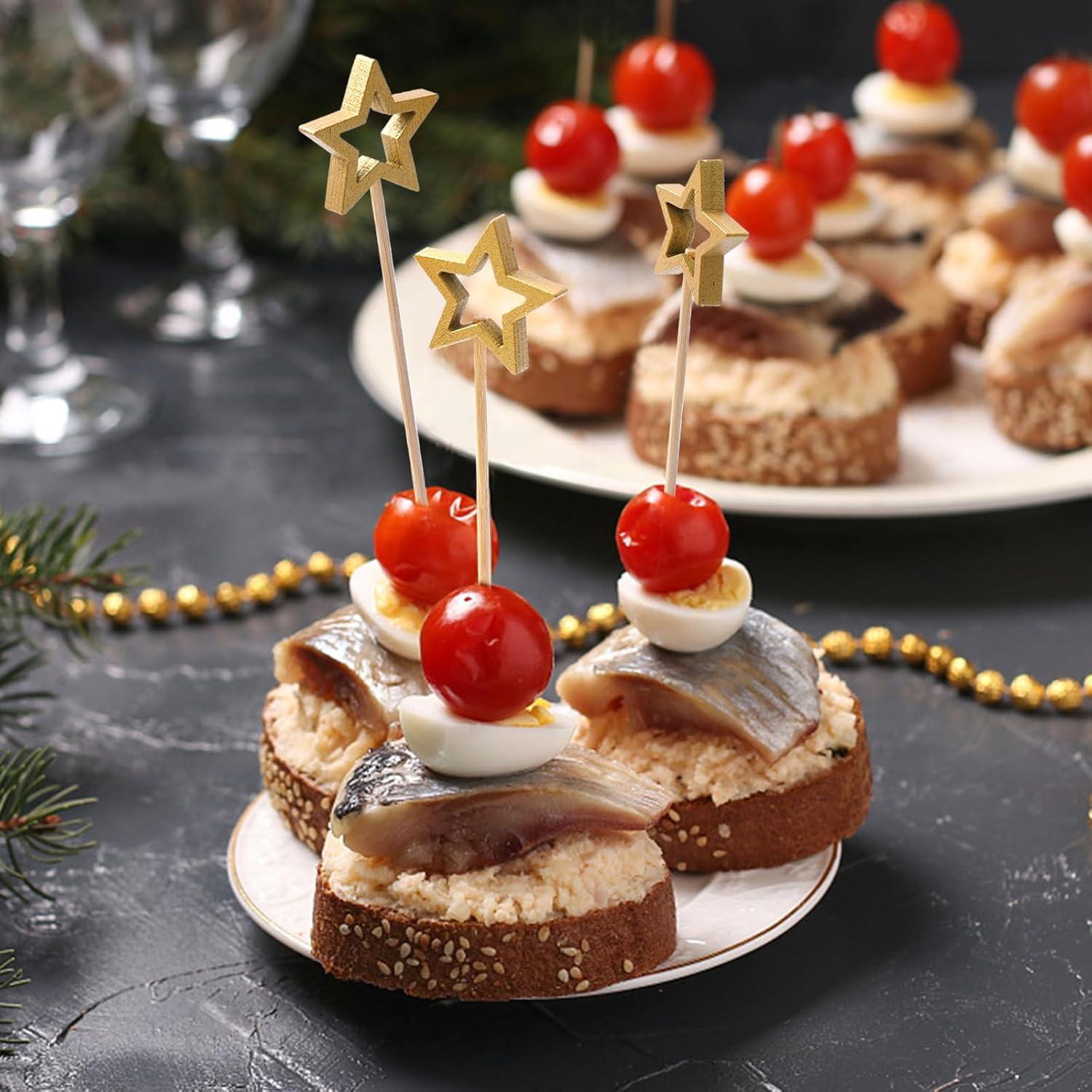 Palillos de Cóctel de Bambú Minisland 14 cm Estrella Dorada 50 Unidades