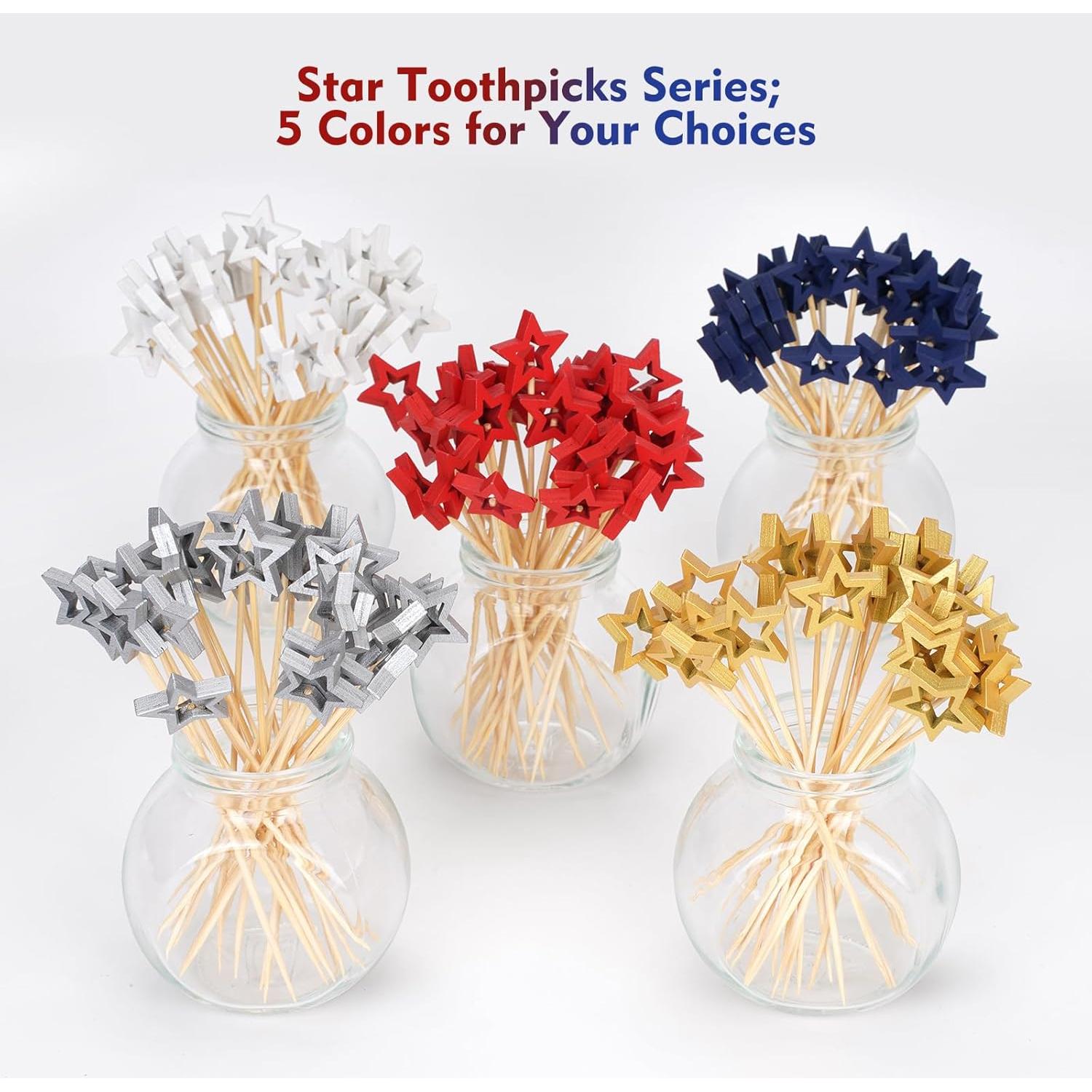 Palillos de Cóctel de Bambú Minisland 14 cm Estrella Dorada 50 Unidades